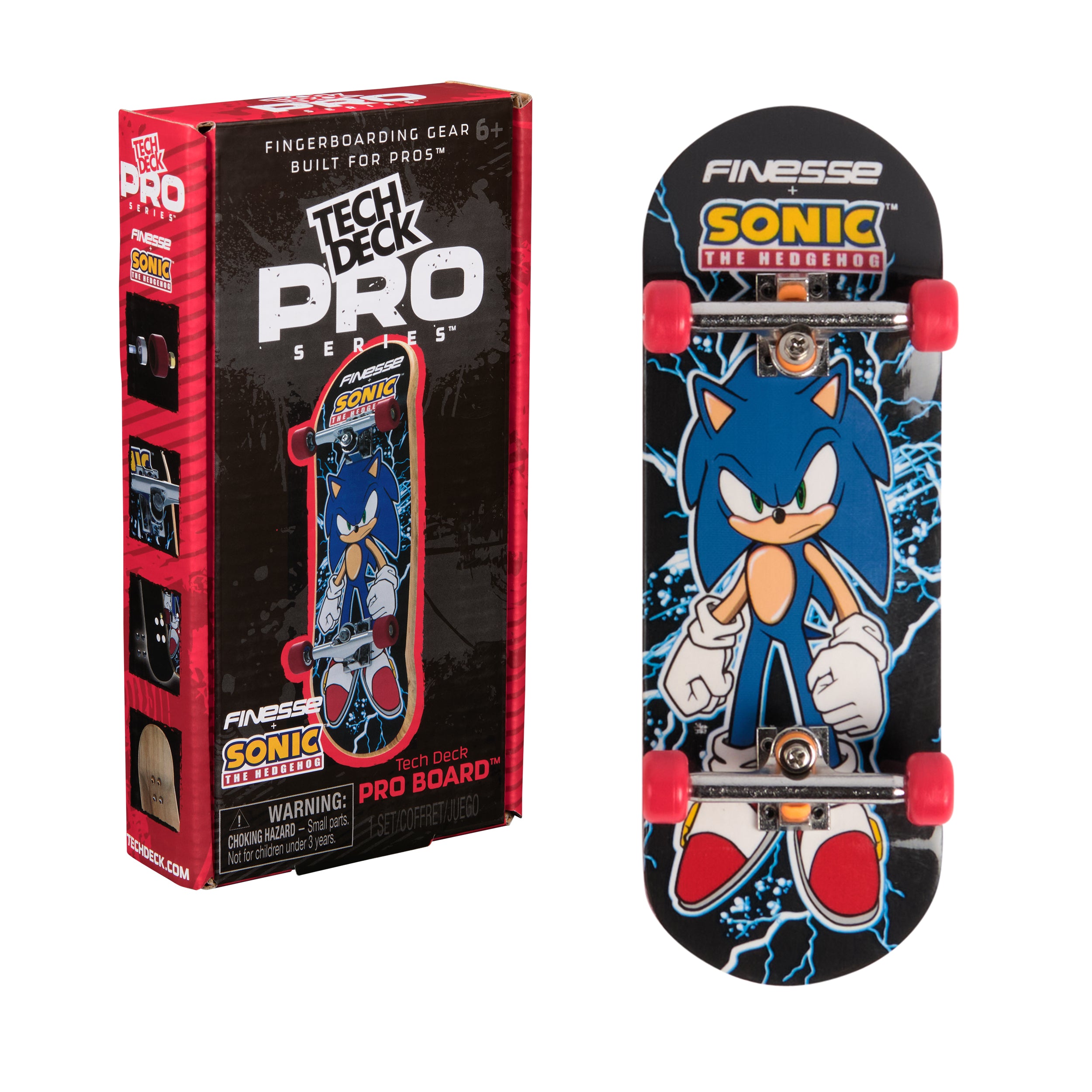Tech Deck, Finesse X Sonic the Hedgehog Pro Series Finger Board with Storage Display, Built for Pros; Authentic Mini Skateboards, Kids Toys for Ages 6 and up