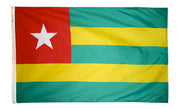 Togo Flag 3x5 ft. Nylon SolarGuard Nyl-Glo 100% Made in USA to Official United Nations Design Specifications.