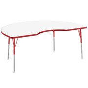 48" x 72" Kidney Dry-Erase Activity Table with Adjustable Standard Swivel Glide Legs - Whiteboard/Red