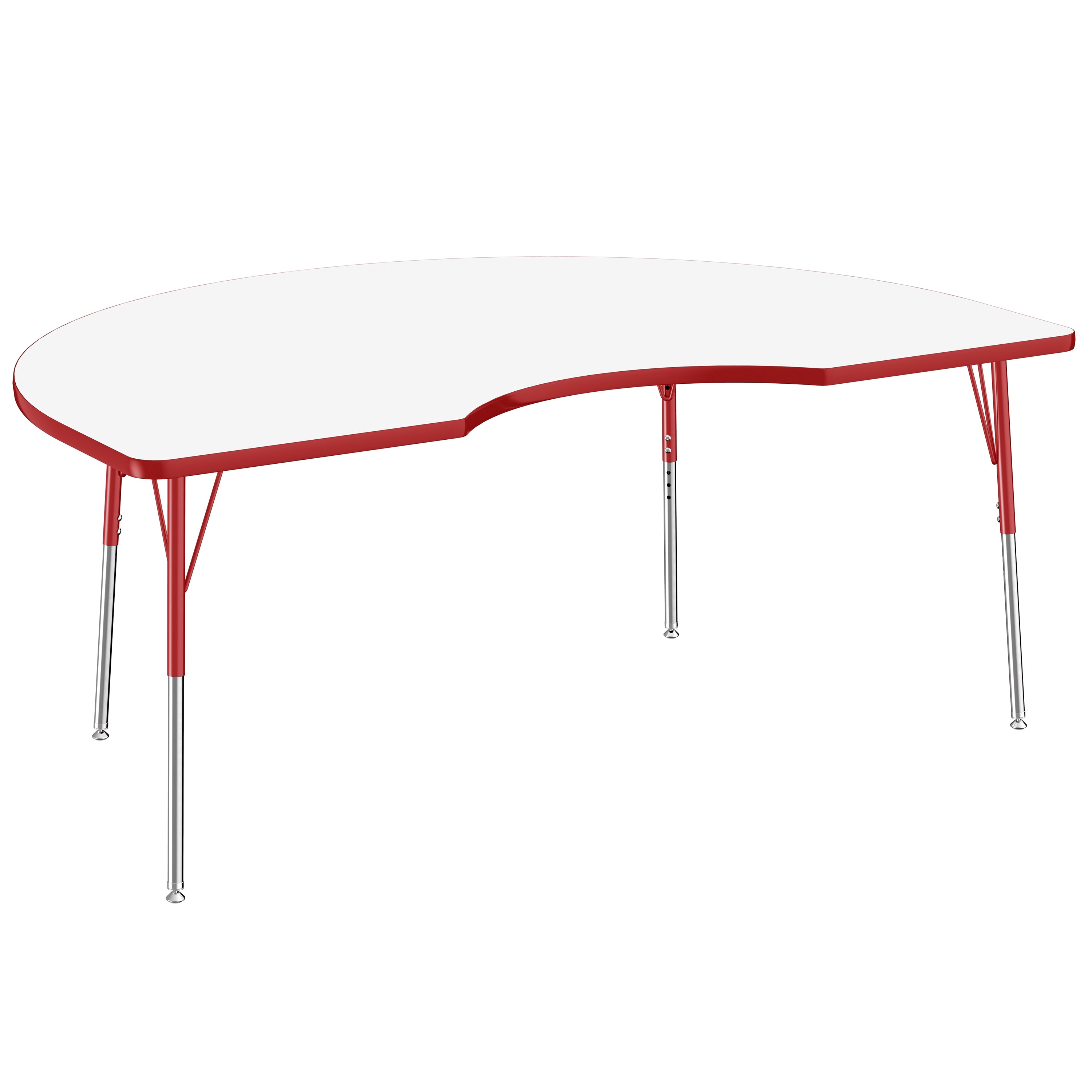 48" x 72" Kidney Dry-Erase Activity Table with Adjustable Standard Swivel Glide Legs - Whiteboard/Red