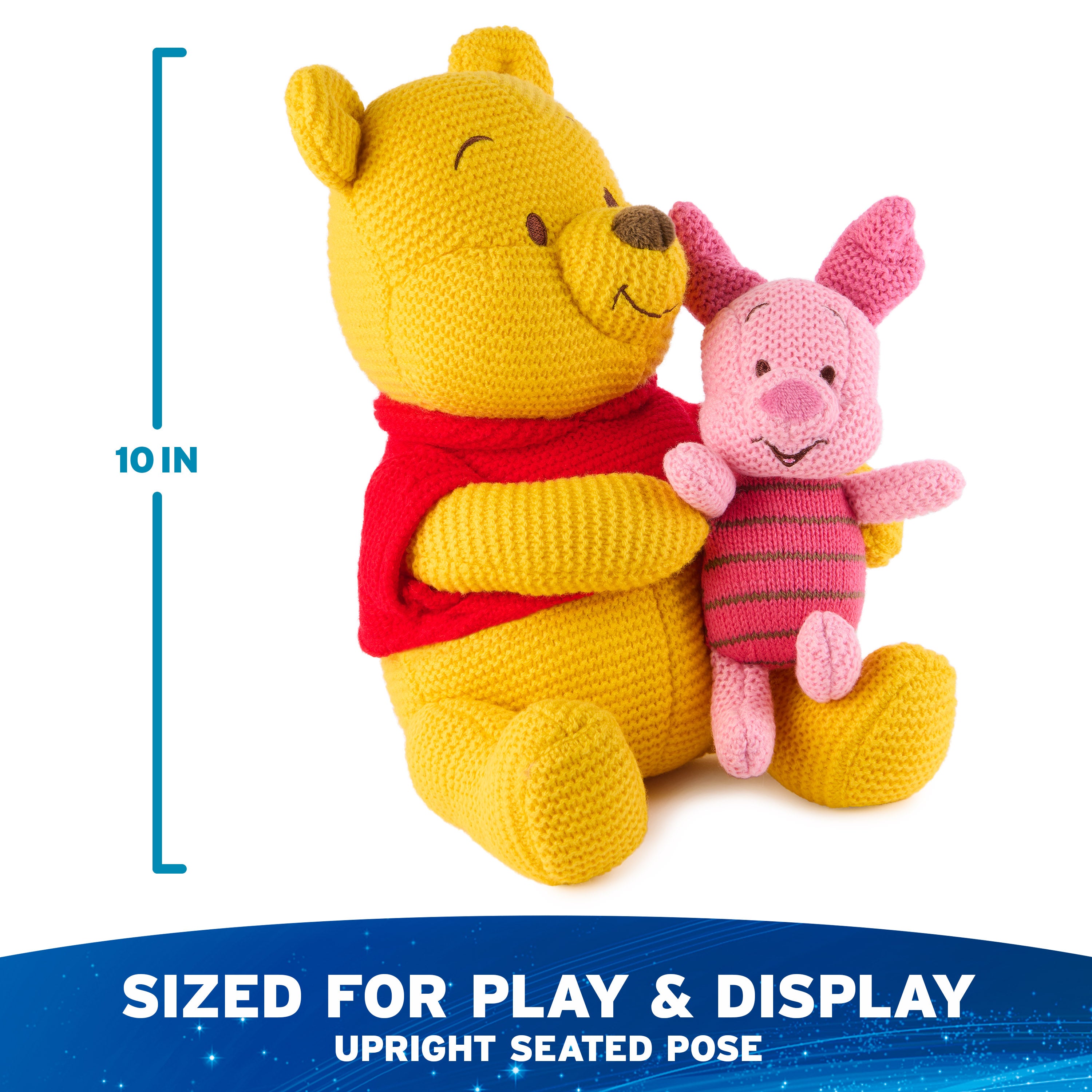 GUND Disney Official Pooh and Piglet Knit Plush, Winnie the Pooh, Stuffed Animal for Ages 1 and Up, Yellow/Pink, 10”
