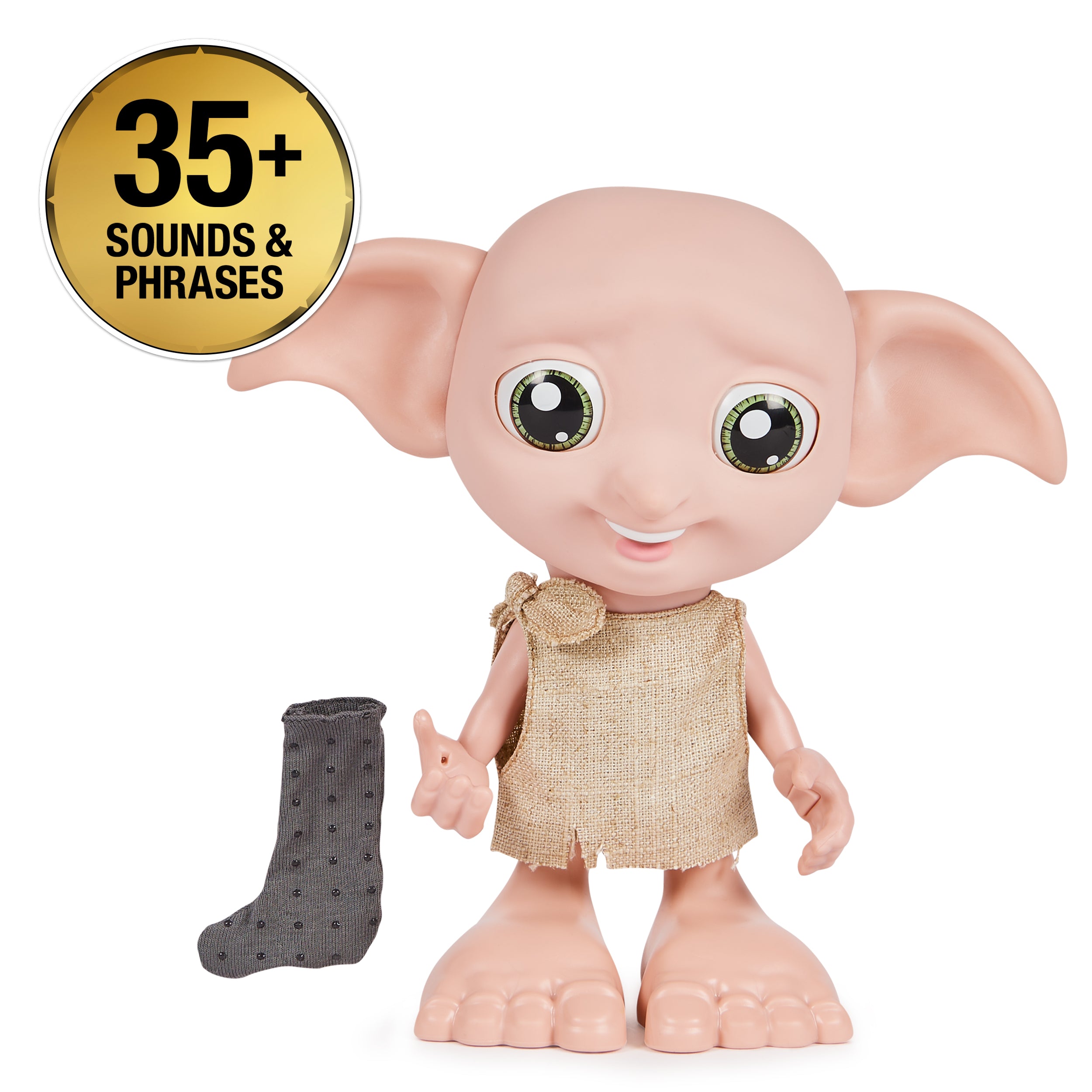 Wizarding World Harry Potter, Interactive Magical Dobby Elf Doll with Sock, over 30 Sounds & Phrases, 8.5-inch, Kids Toys for Ages 6 and up
