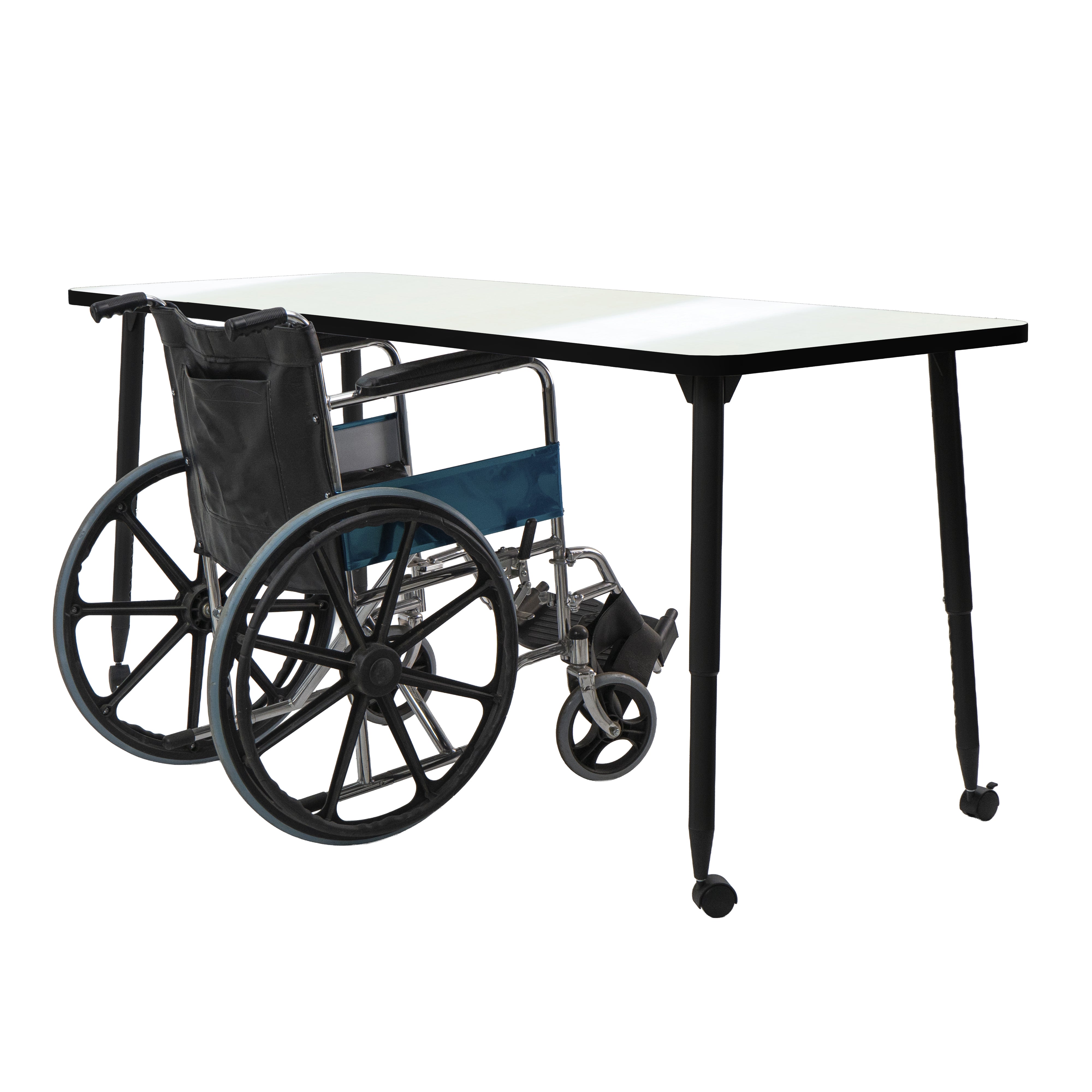 Adapte 30" x 72" Rectangle Dry-Erase Thermofused Activity Table with Adjustable Tapered Legs - Whiteboard/Black