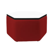 Pro Series Upholstered Hexagon Dry-Erase Ottoman Table 18" Height - Crimson/Whiteboard