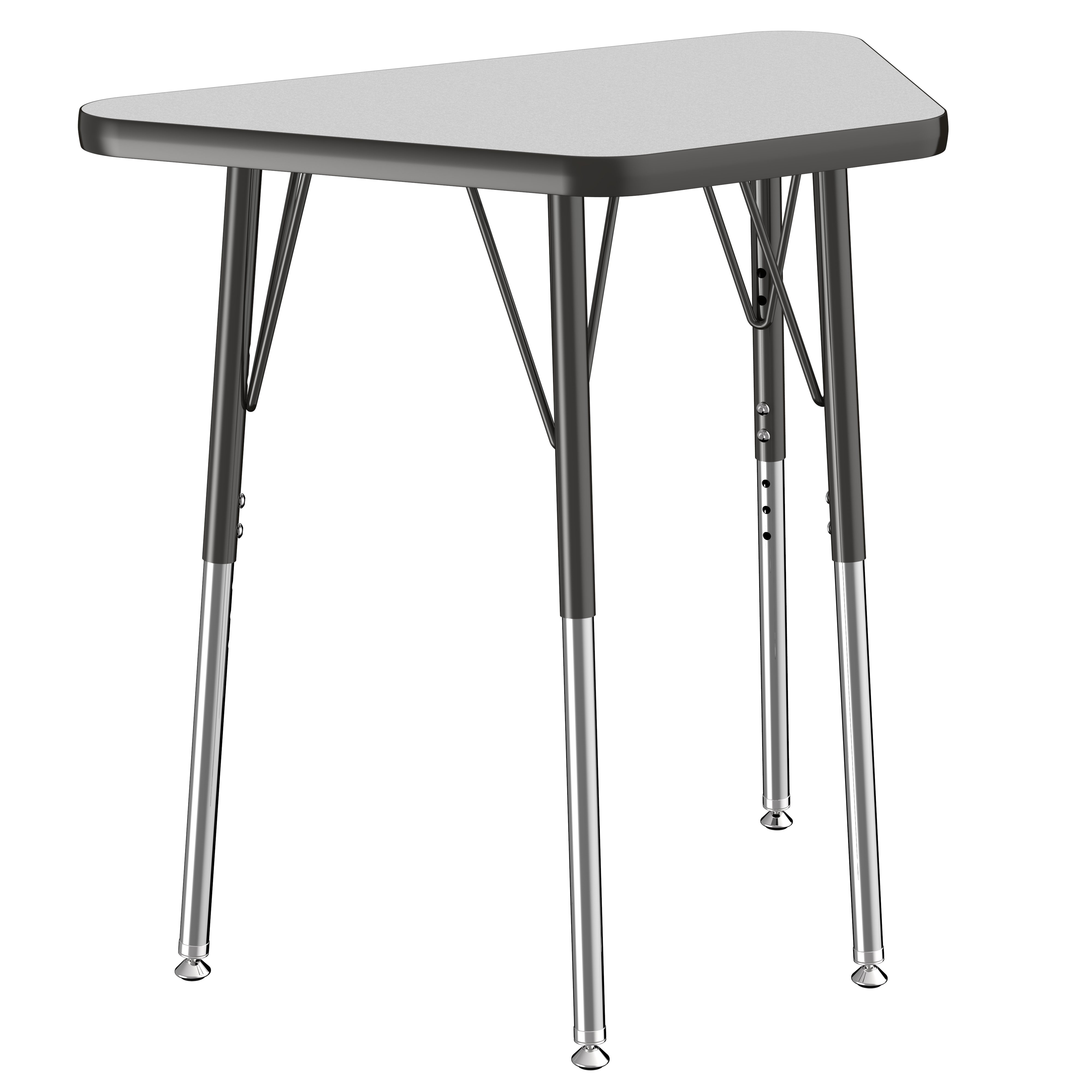 18" x 30" Trapezoid T-Molding Activity Table with Adjustable Standard Swivel Glide Legs - Gray/Black