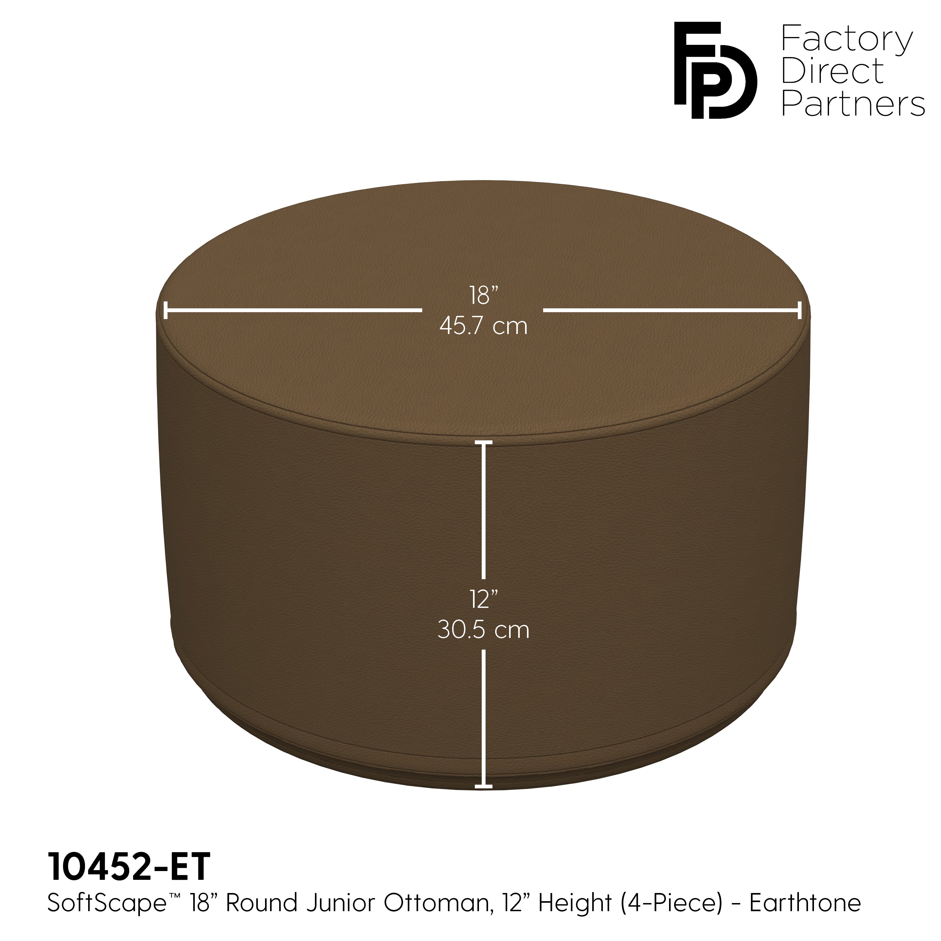 SoftScape 18" Round Ottoman 12" Height, 4-Piece - Earthtone