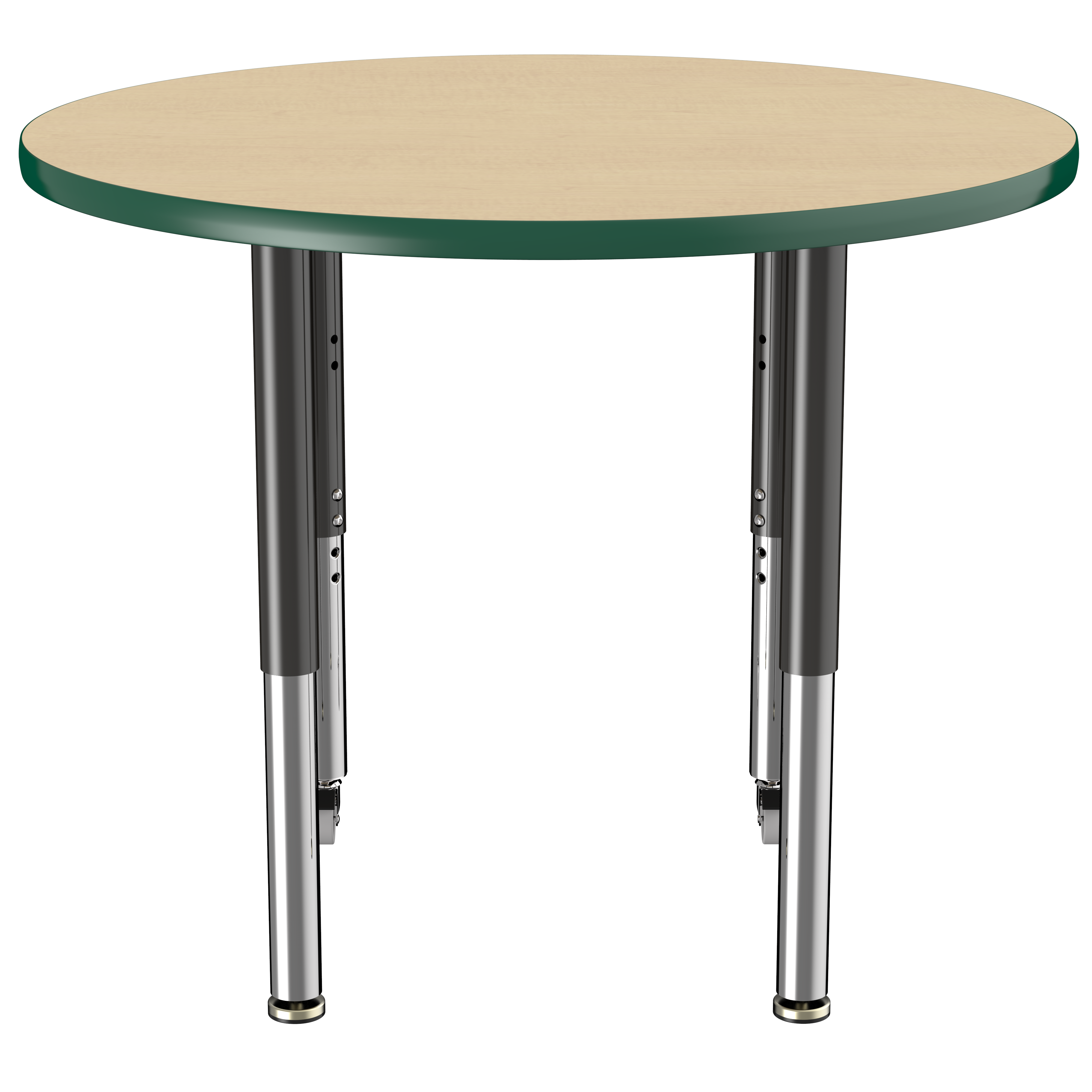 36" Round T-Molding Activity Table with Adjustable Super Legs - Maple/Green/Black