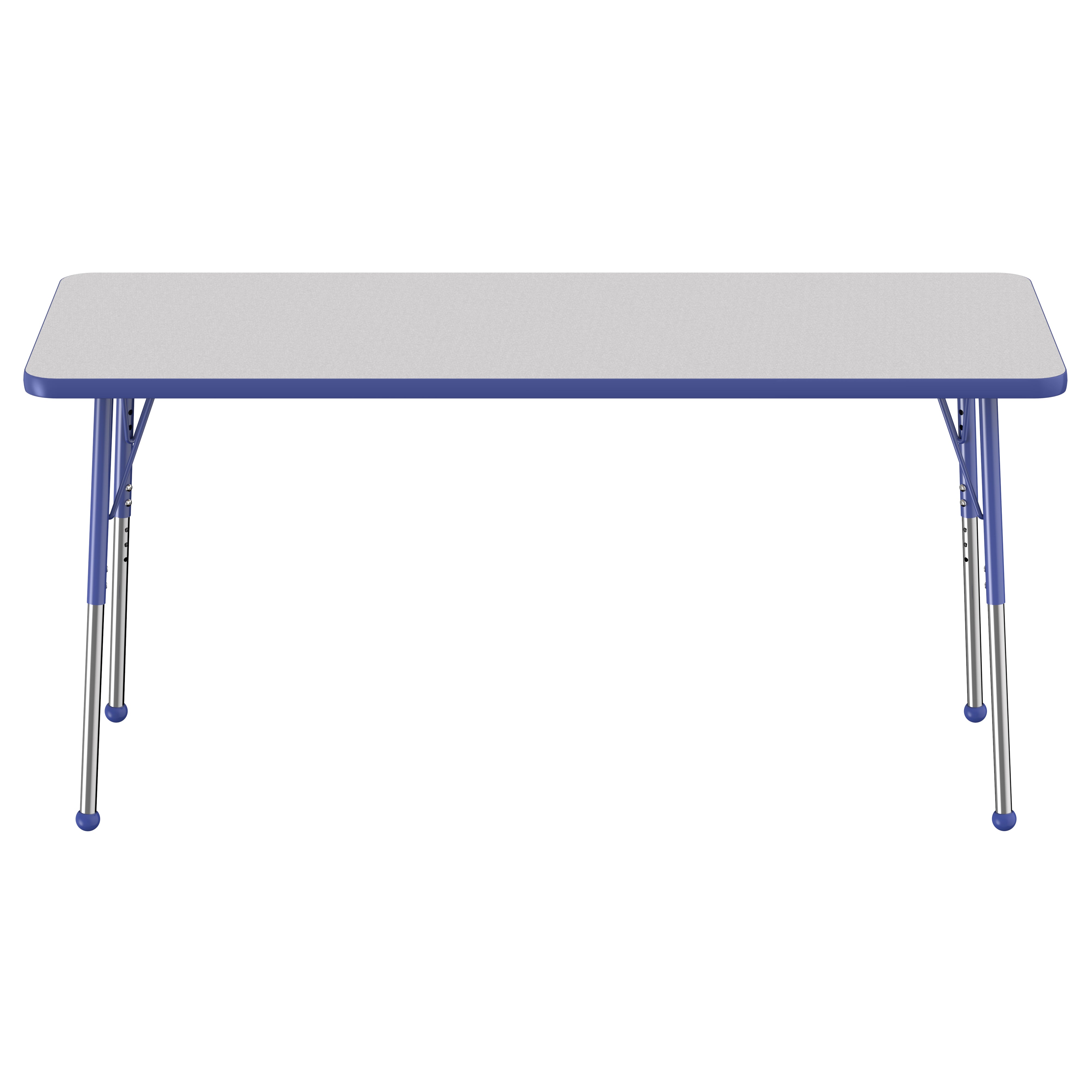 24" x 60" Rectangle Thermofused Activity Table with Adjustable Standard Ball Glide Legs - Gray/Blue