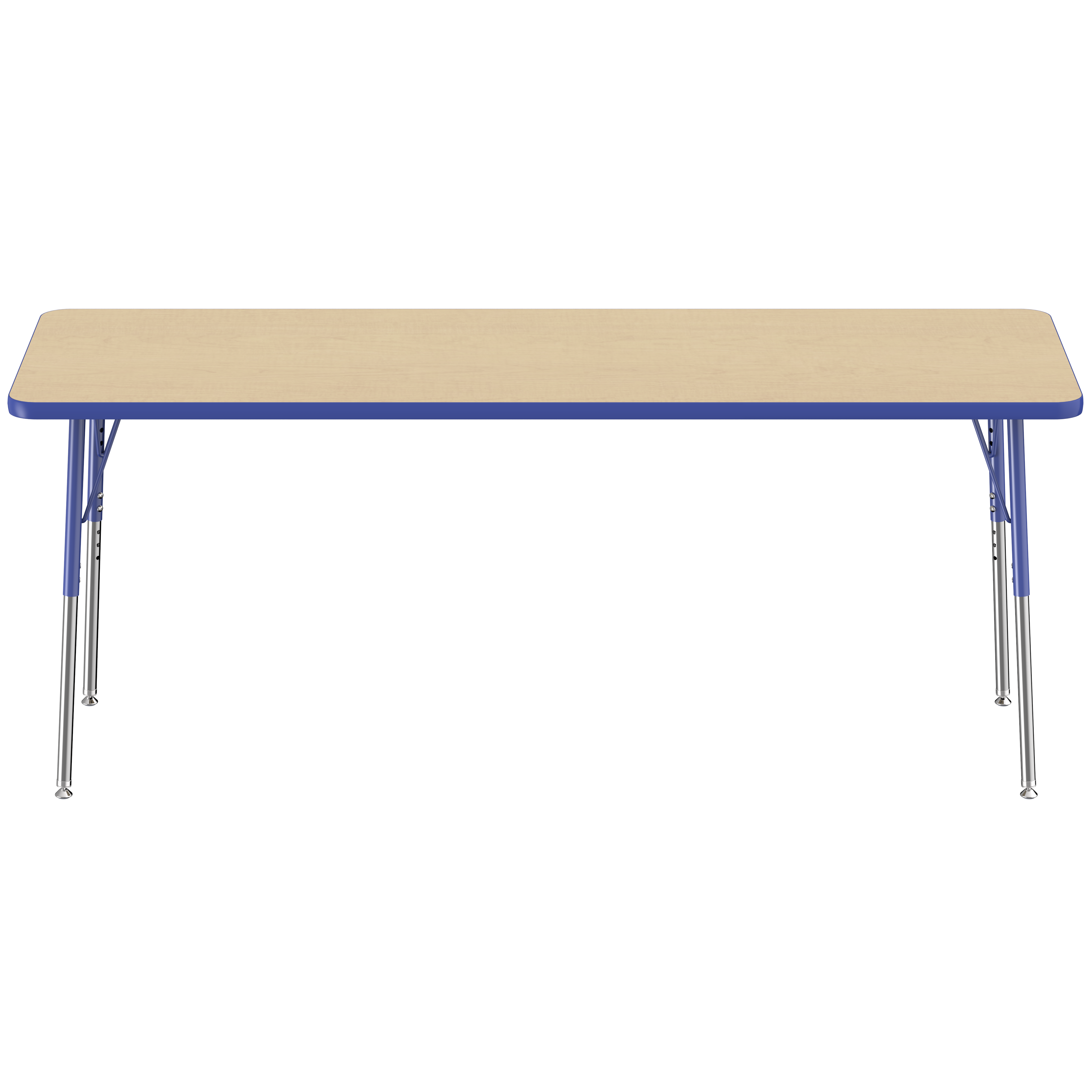 24" x 72" Rectangle T-Molding Activity Table with Adjustable Standard Swivel Glide Legs - Maple/Blue
