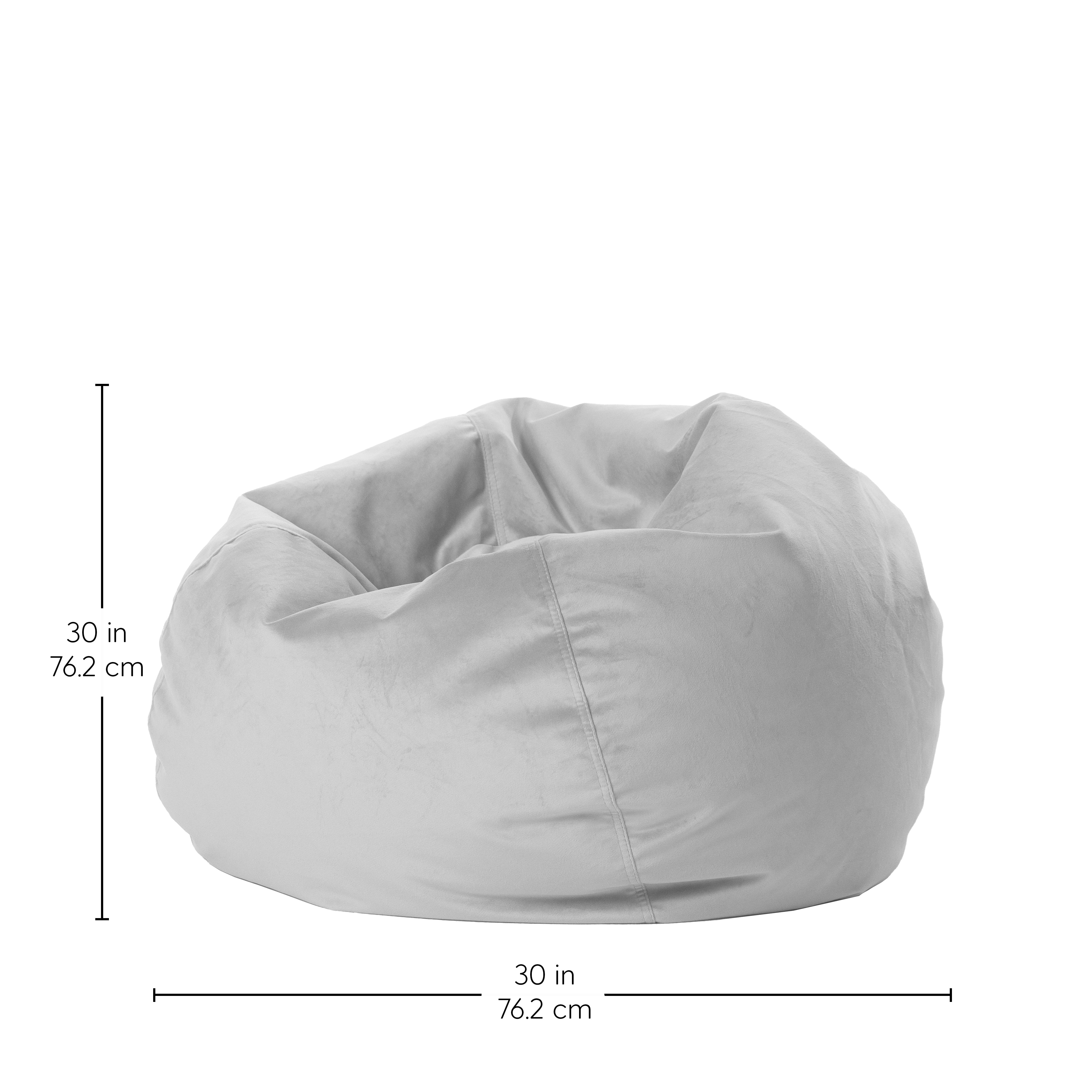 30" Round Velvety Bean Bag - Sterling