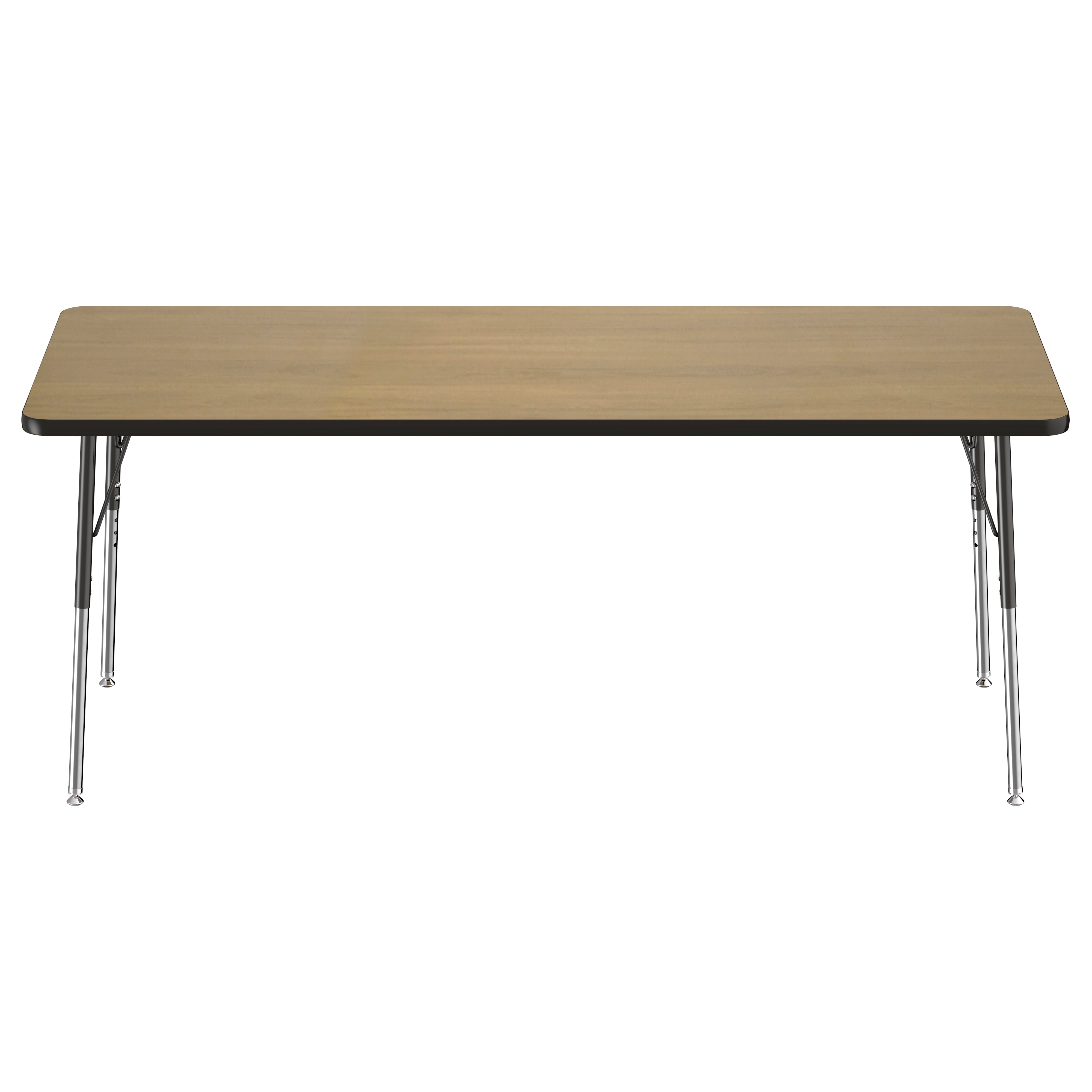 30" x 72" Rectangle T-Molding Activity Table with Adjustable Standard Swivel Glide Legs - Pasadena Oak/Black