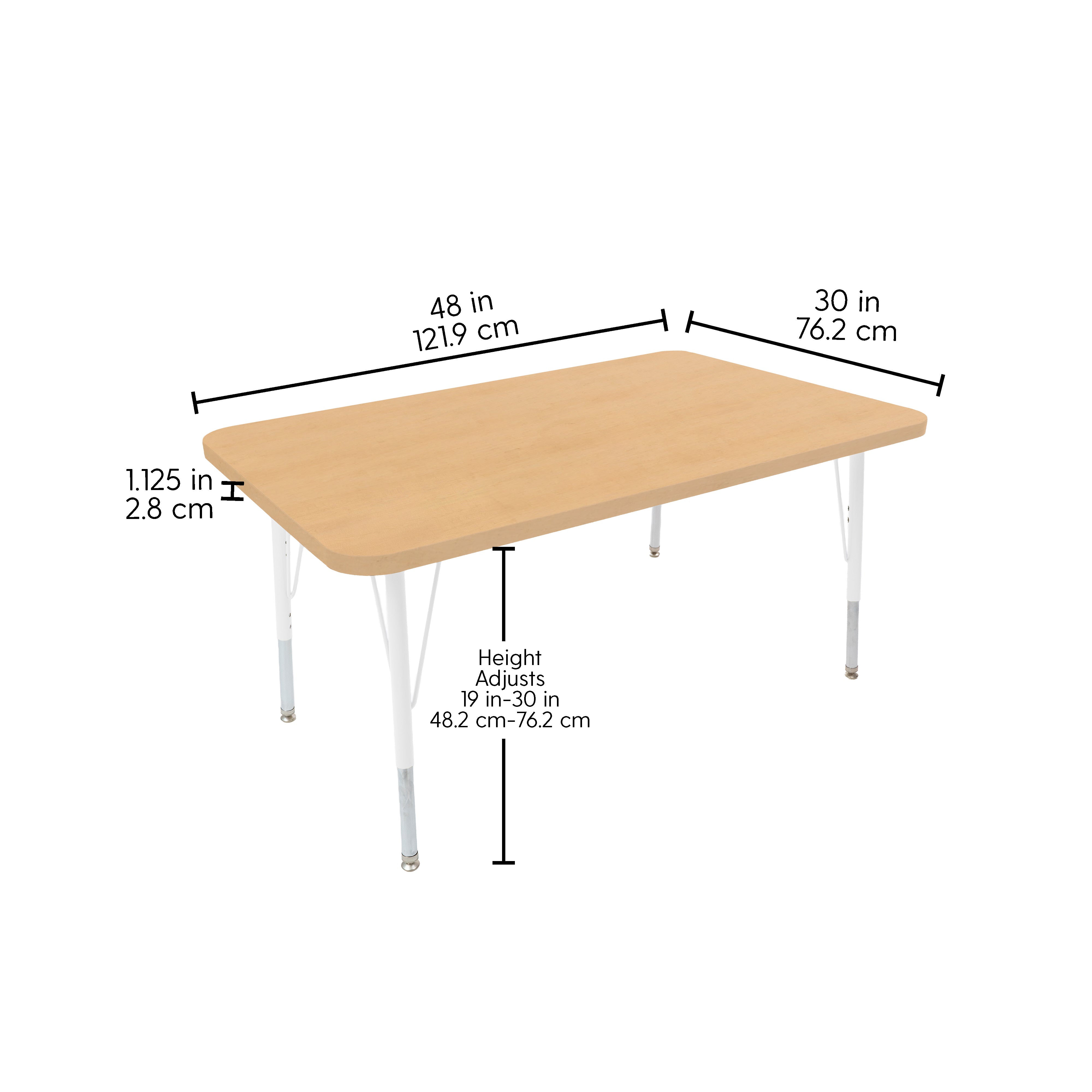 30" x 48" Rectangle Thermofused Woodgrain Activity Table with Standard Legs - Maple Grain/White