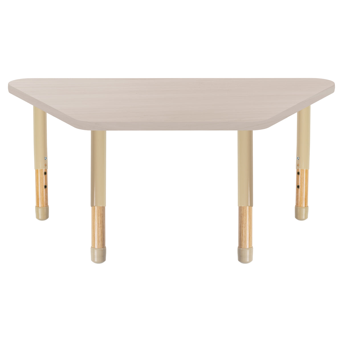 30" x 60" Trapezoid Thermofused Activity Table with Adjustable Chunky Wood Legs - Asian Sand/Sand/Natural