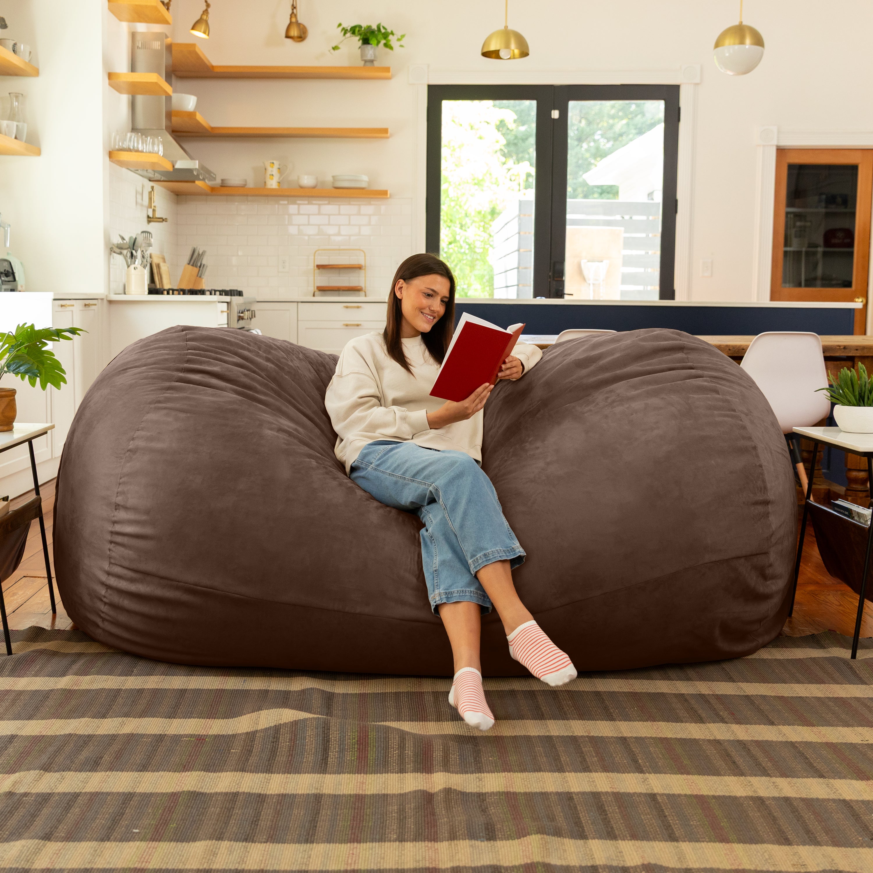 Jaxx 7 Foot Giant Bean Bag Sofa, Chocolate