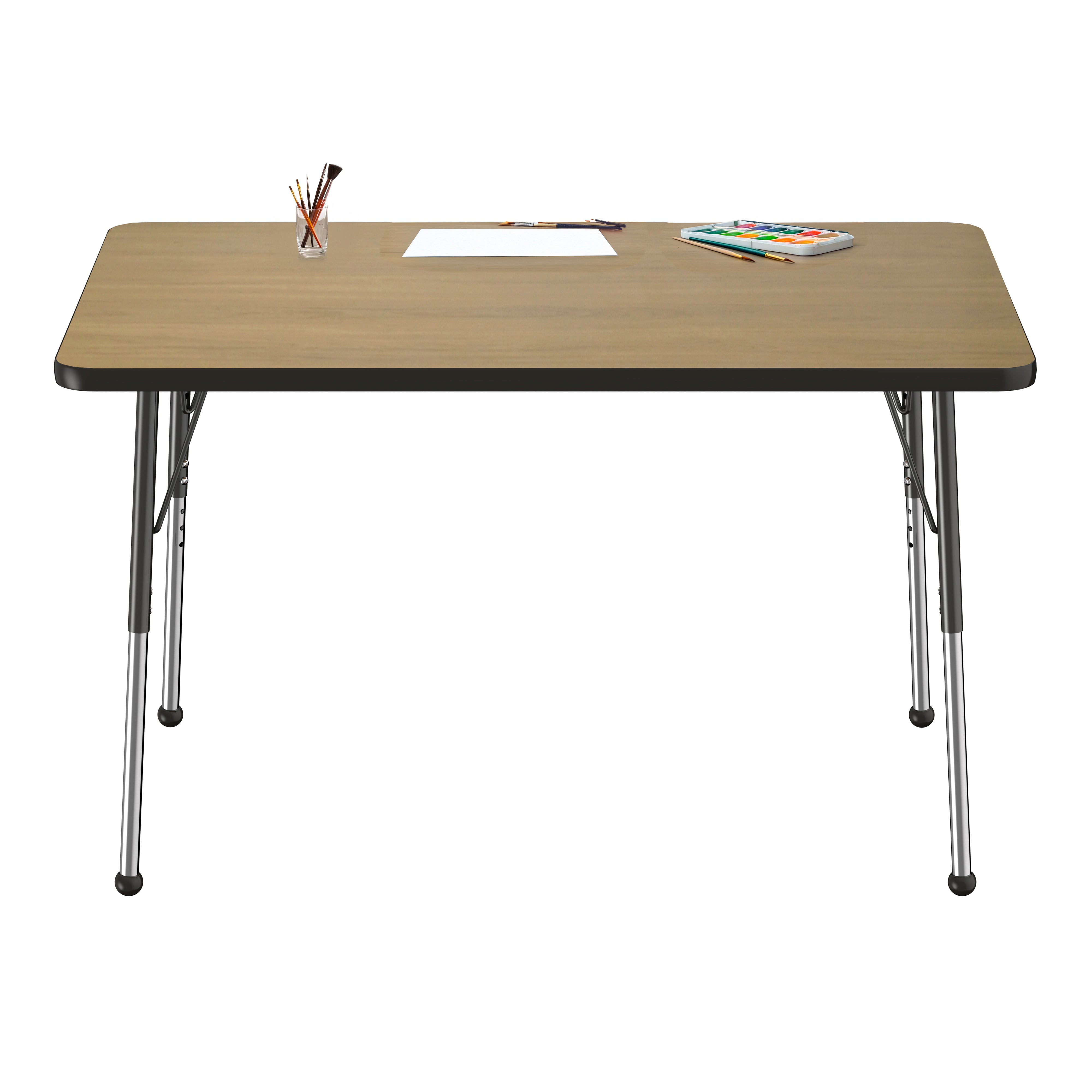 30" x 48" Rectangle T-Molding Activity Table with Adjustable Standard Ball Glide Legs - Pasadena Oak/Black