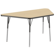 30" x 60" Trapezoid Thermofused Activity Table with Adjustable Standard Swivel Glide Legs - Maple/Black