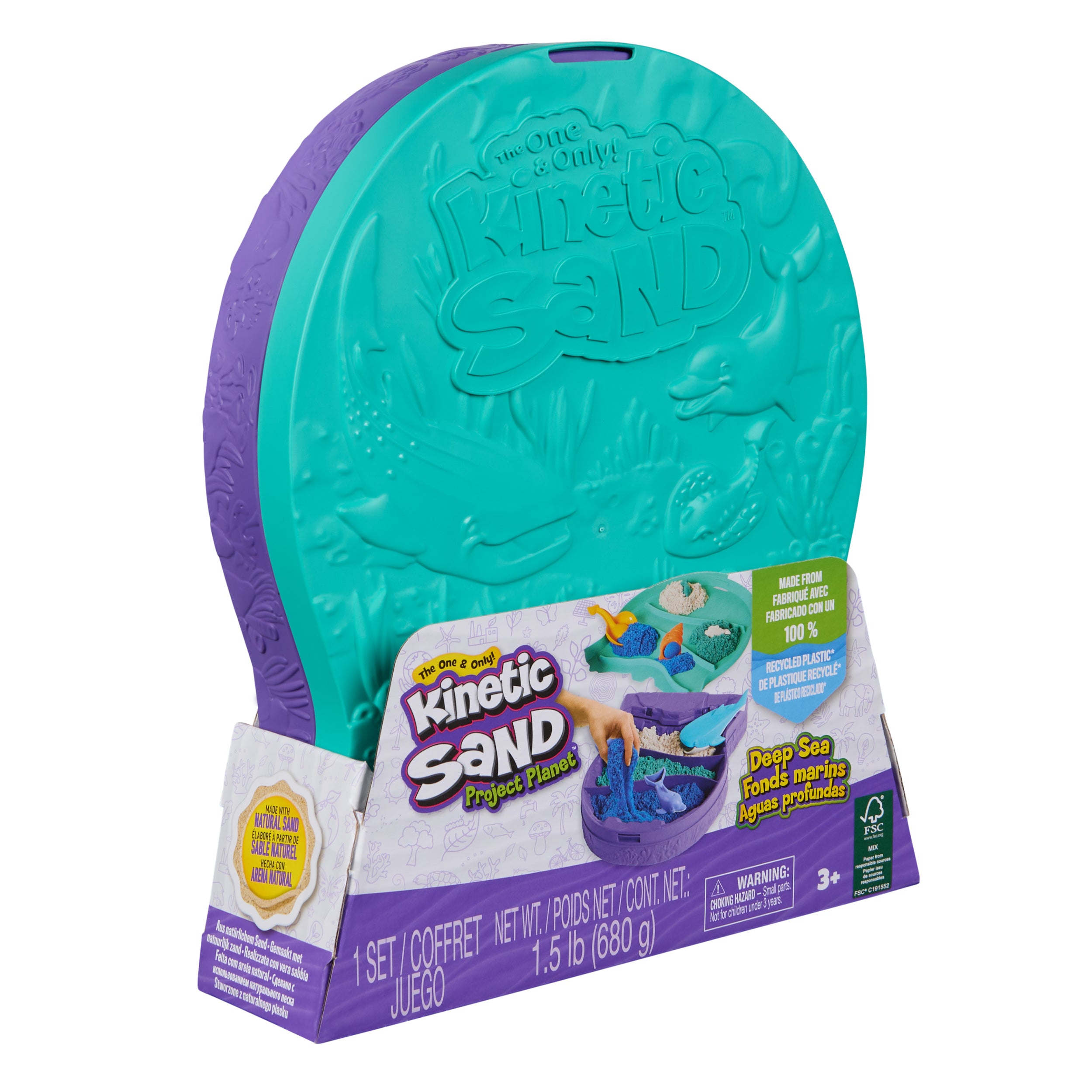 Kinetic Sand, Project Planet Deep Sea with 24oz Play Sand & Sea Creature Tools, Sustainably Minded Eco Friendly Materials, Sensory Toys for Kids