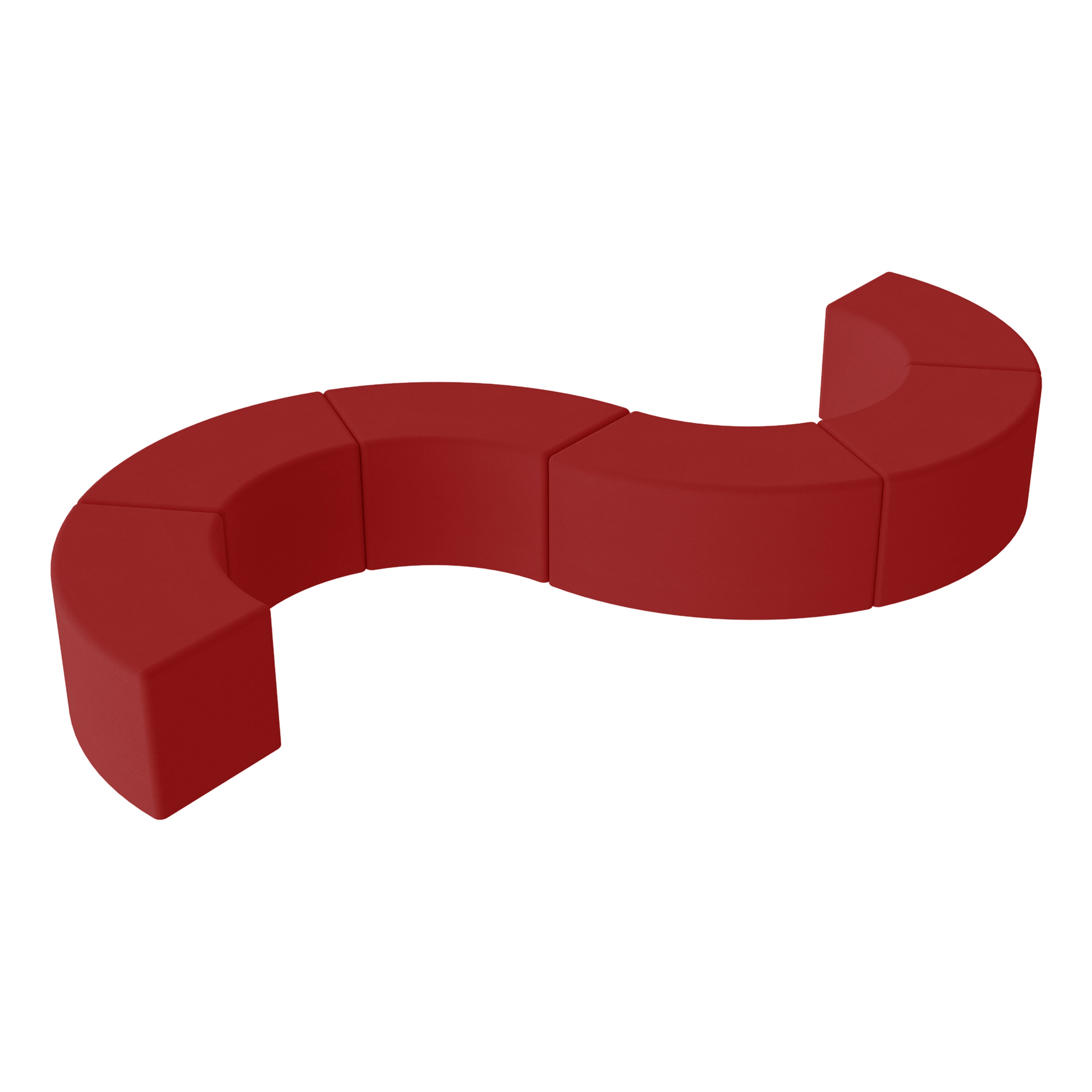 Pro Series Upholstered S Curve Ottoman 18" Height, 6-Piece - Crimson