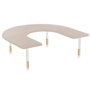 60" x 66" Horseshoe Thermofused Activity Table with Adjustable Chunky Wood Legs - Asian Sand/White/Natural