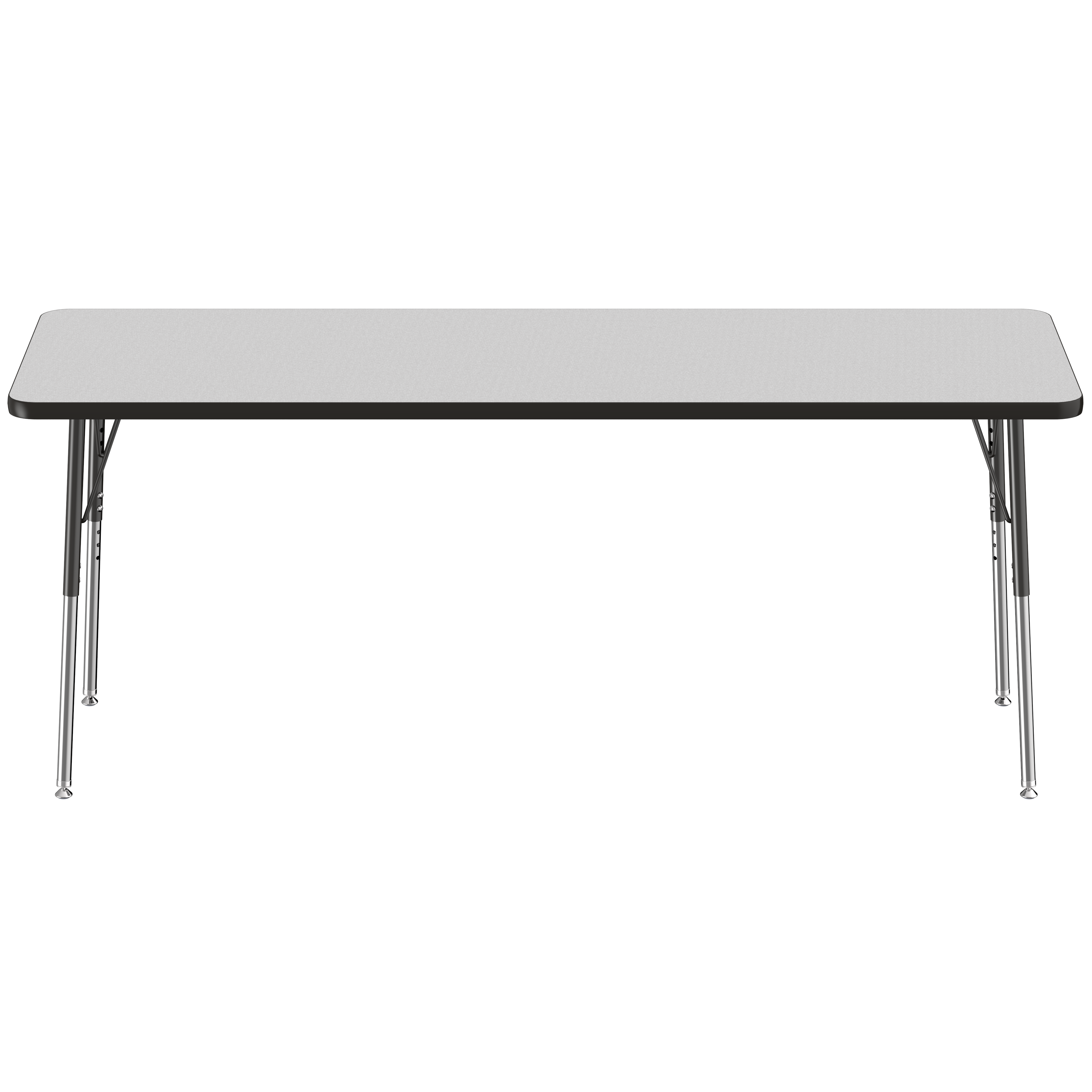 24" x 72" Rectangle T-Molding Activity Table with Adjustable Standard Swivel Glide Legs - Gray/Black