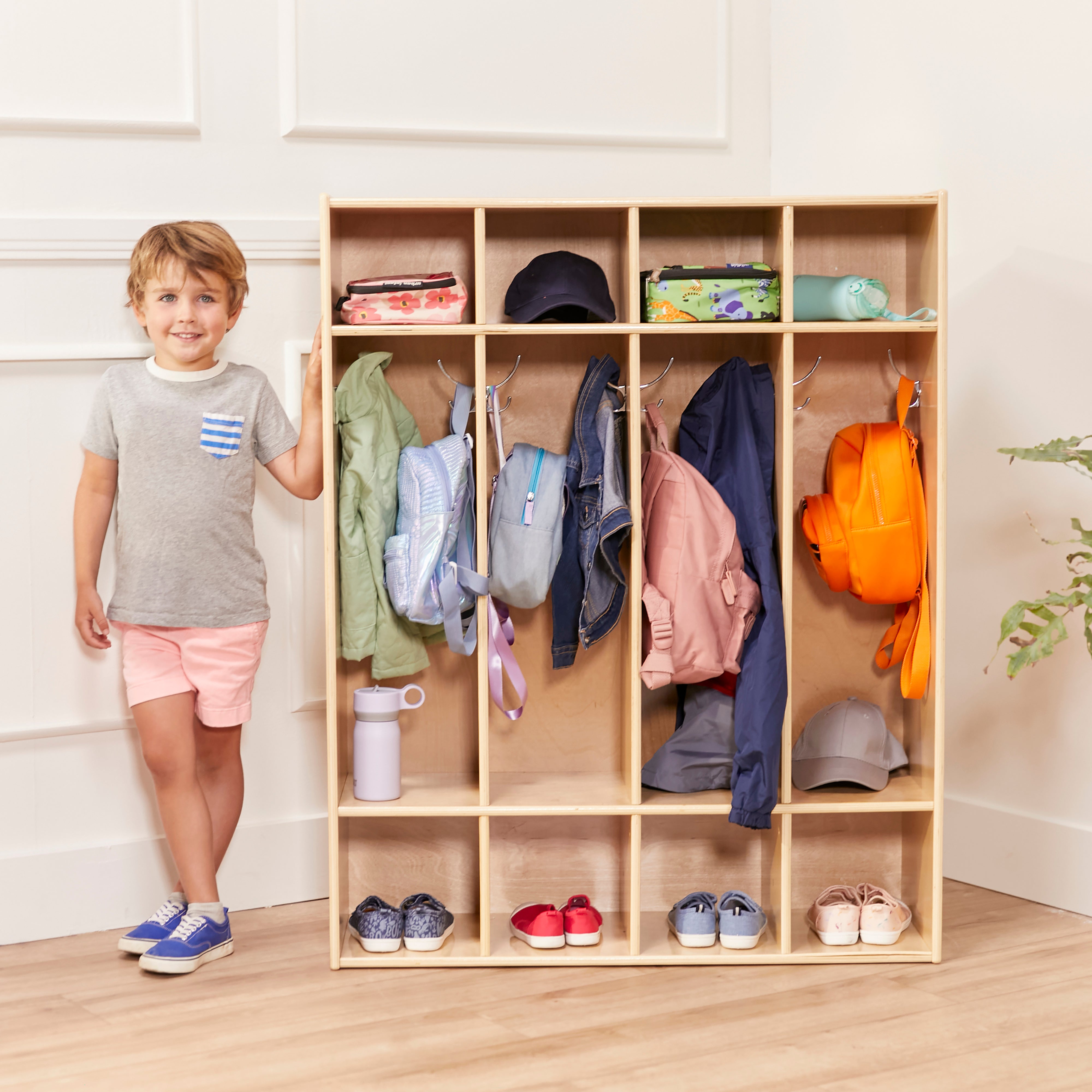 Streamline 4-Section Coat Locker - Natural
