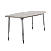 Adapte 34" x 60" Long Hexagon Woodgrain Activity Table with Adjustable Tapered Legs - Light Gray Wood/Silver