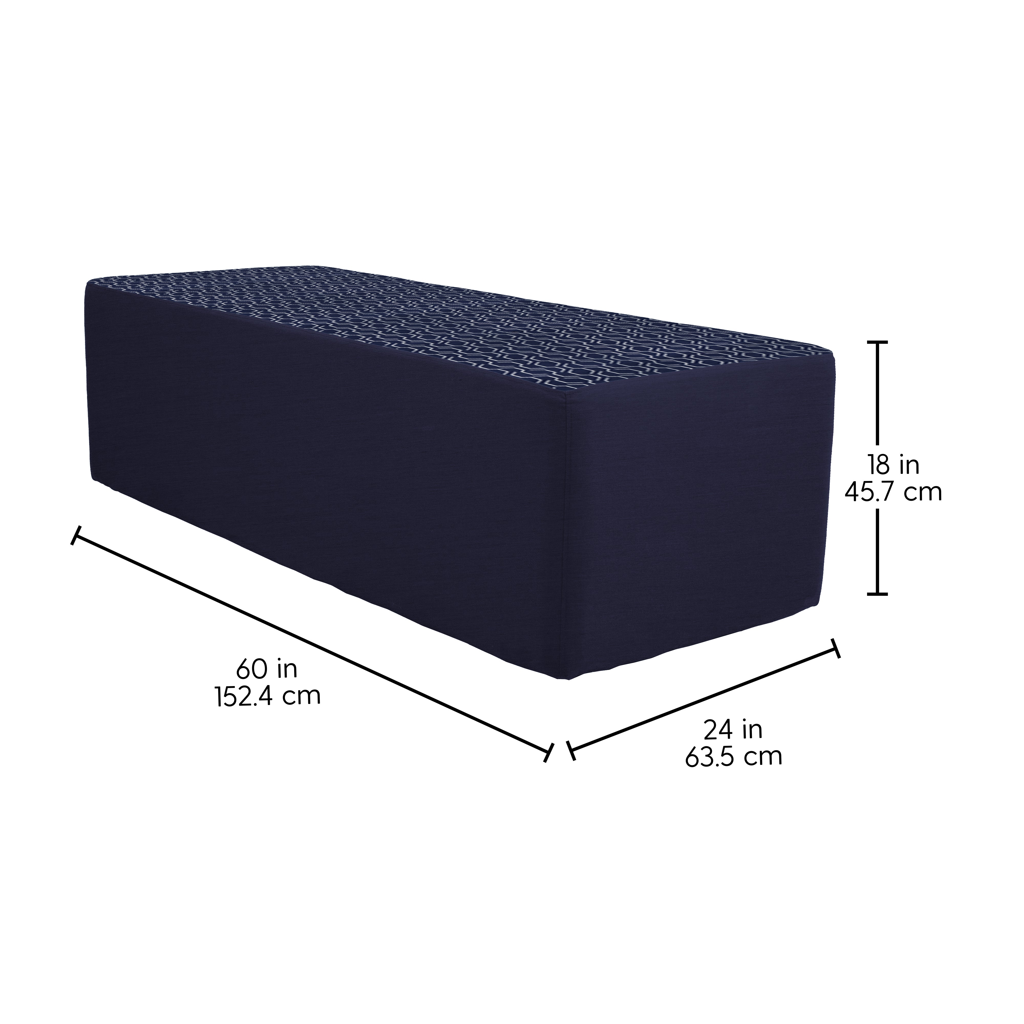 Outdoor 24" x 60" Rectangle Ottoman with Sunbrella, 18" H - Adaptation Indigo/Canvas Navy