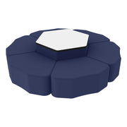 Pro Series Dry-Erase Hexagon Ottoman Table with Petal 12" H Seating, 7-Piece Set - Navy/Whiteboard