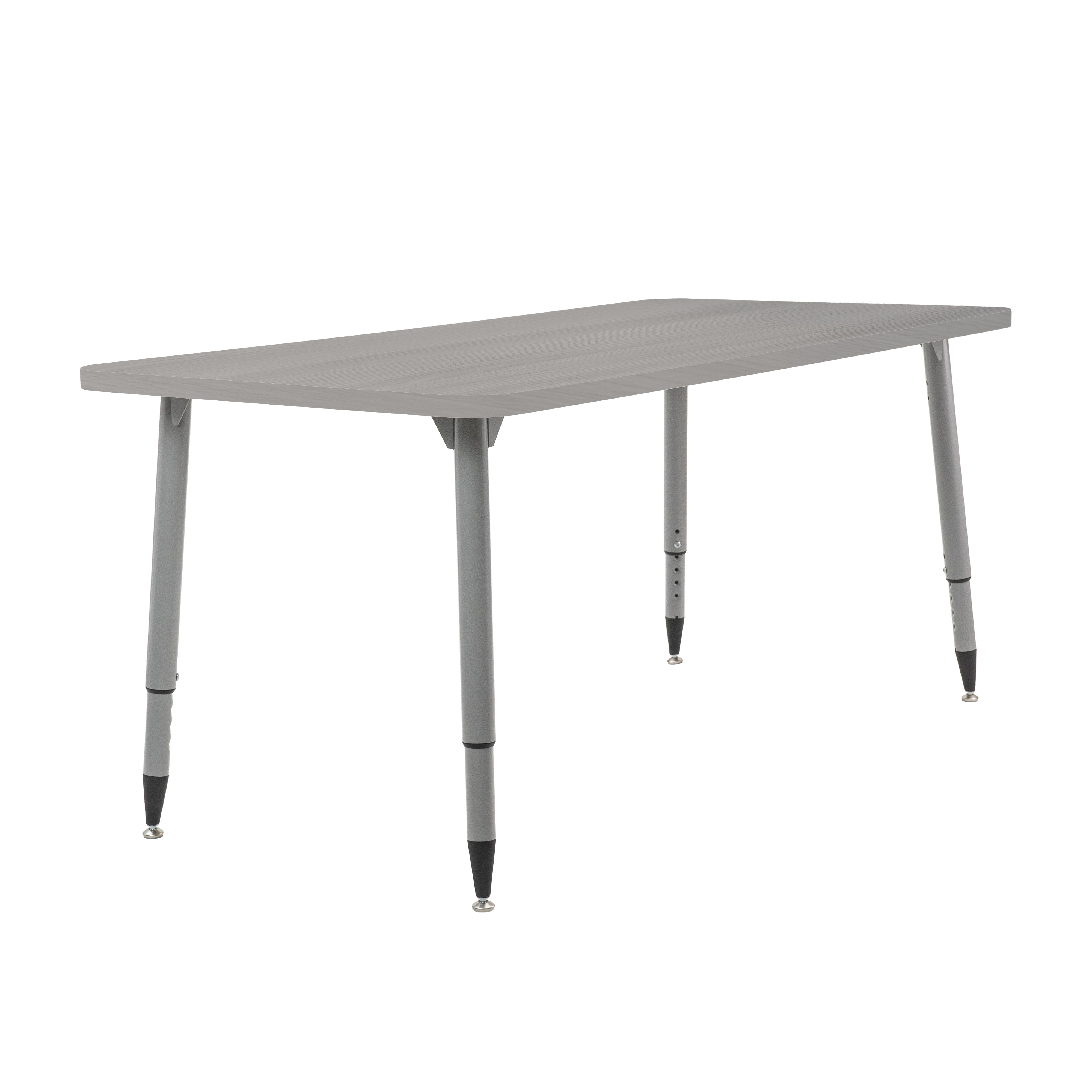 Adapte 30" x 60" Rectangle Woodgrain Activity Table with Adjustable Tapered Legs - Light Gray Wood/Silver