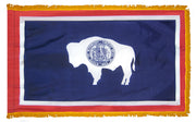 Wyoming State Flag 3x5 ft. Nylon with Pole Sleeve and Gold Fringe for Parades, and Indoor Display