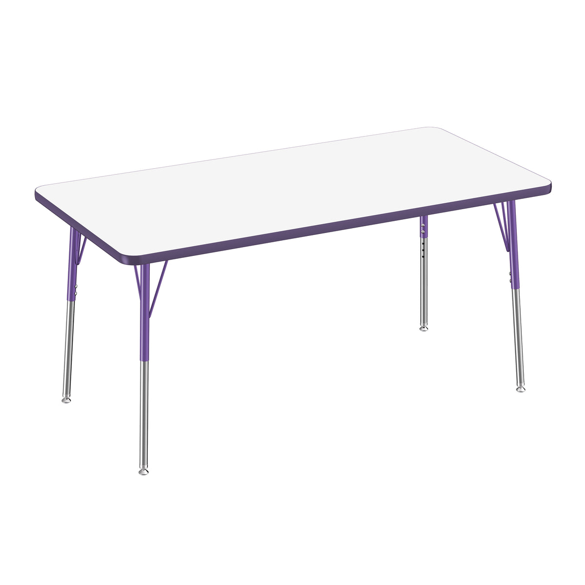 30" x 60" Rectangle Dry-Erase Activity Table with Adjustable Standard Swivel Glide Legs - Whiteboard/Eggplant/Purple
