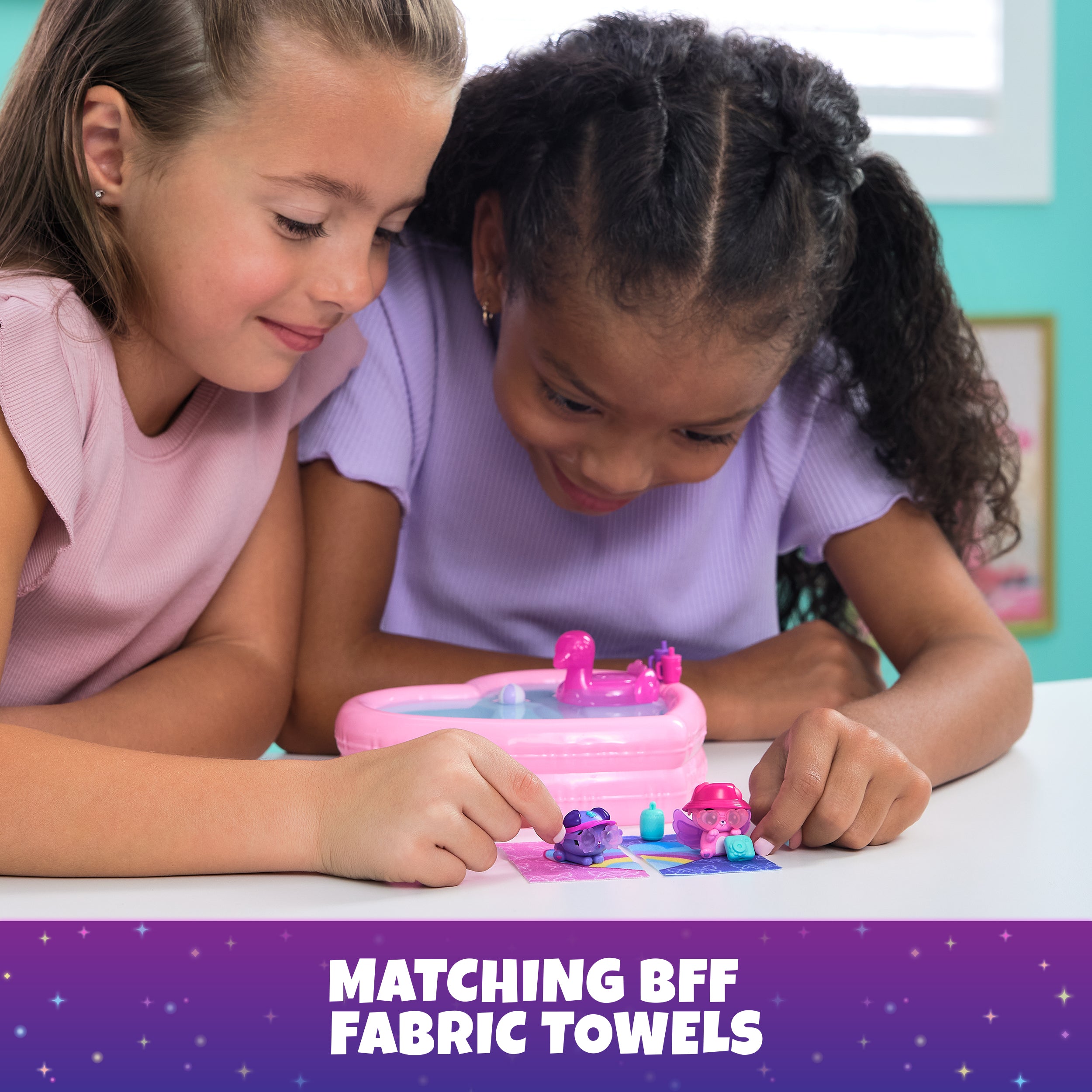 Hatchimals Alive, Neon Rainbow Bestie Pool Party with 2 BFF Figures in Color Reveal Eggs, 14 Accessories, Kids Toys for Ages 3 and up