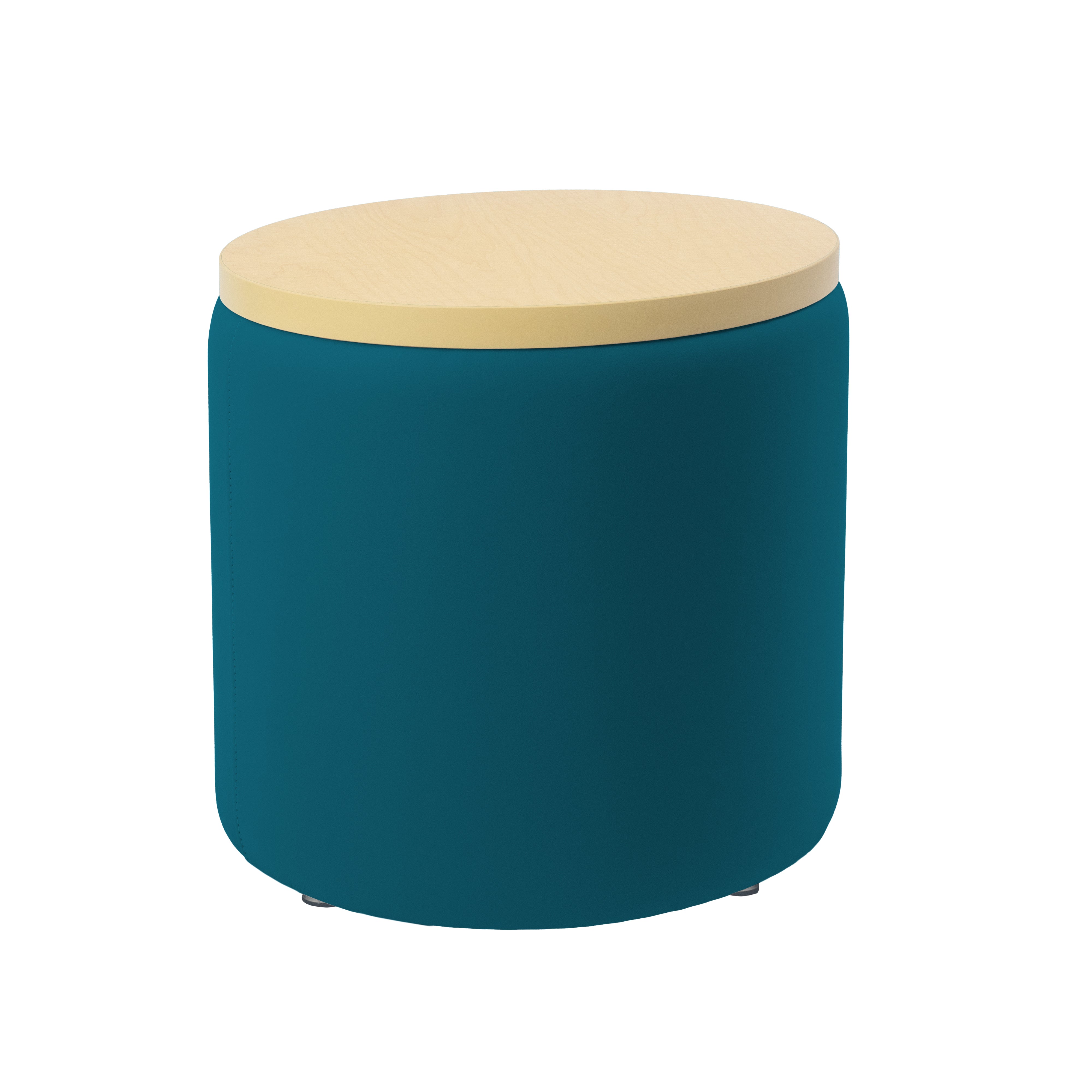 Pro Series Upholstered 18" Round Ottoman Table 18" Height - Teal/Maple