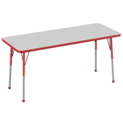 24" x 60" Rectangle T-Molding Activity Table with Adjustable Standard Ball Glide Legs - Gray/Red