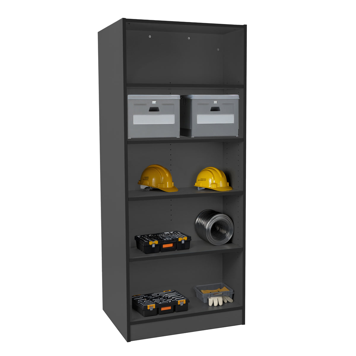Laminate Double-Sided Bookcase 5-Shelf 72" Height - Black