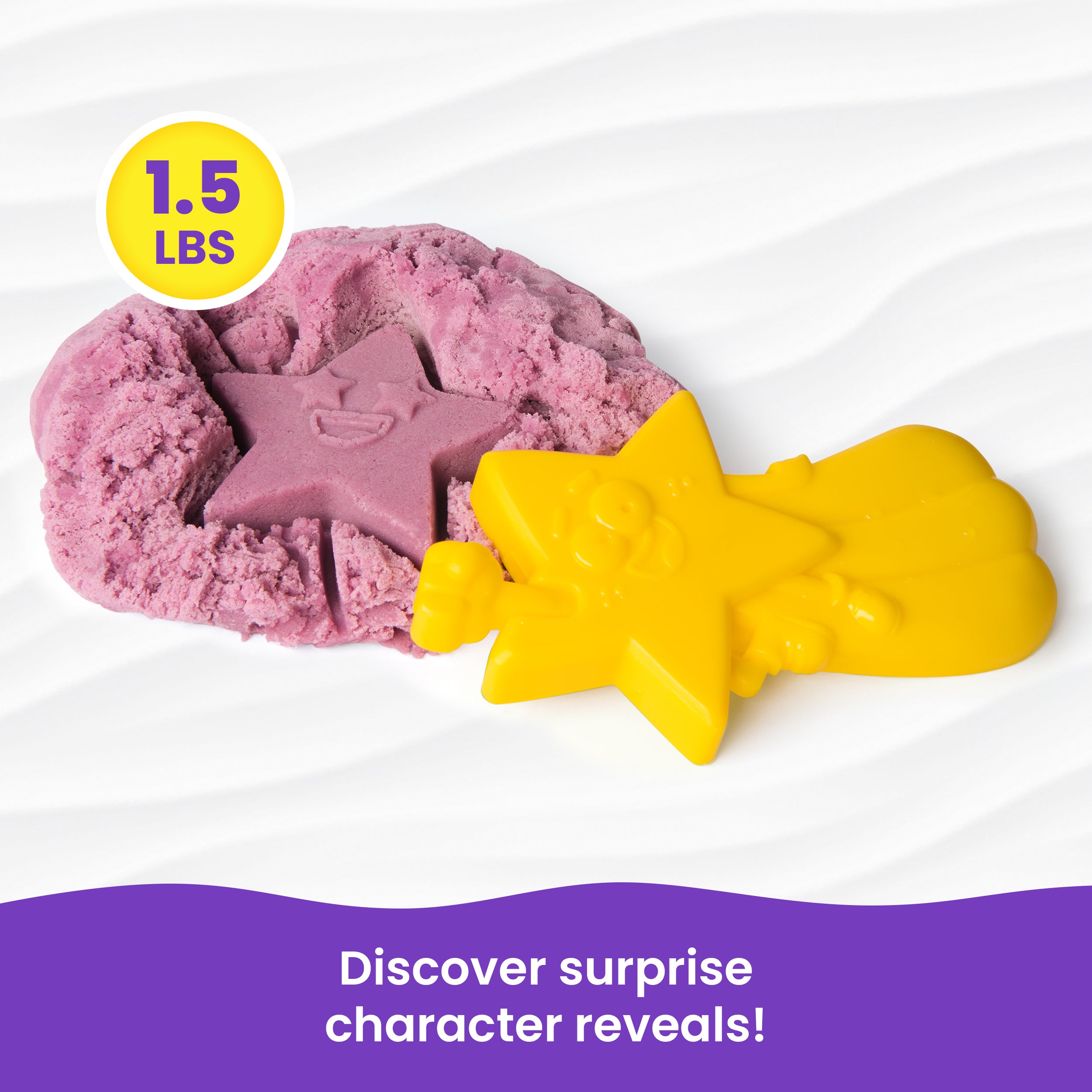 Kinetic Sand Splash, 1.5lb White-Pink Color-Change Play Sand & Character Mold, Resealable Bag, Toddler Toys, Kids Toys for Girls & Boys Ages 3 and up