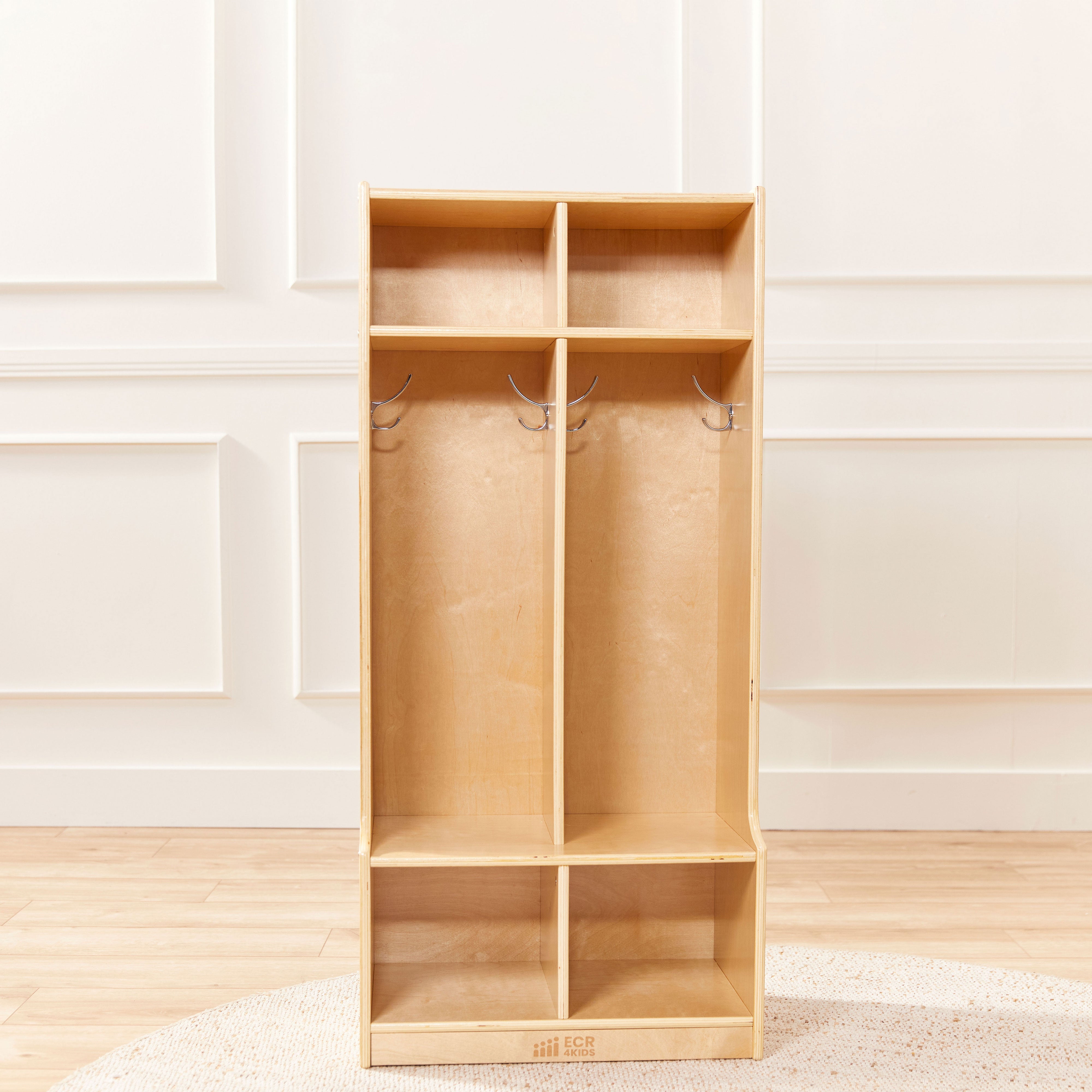 2-Section Coat Locker with Bench - Natural