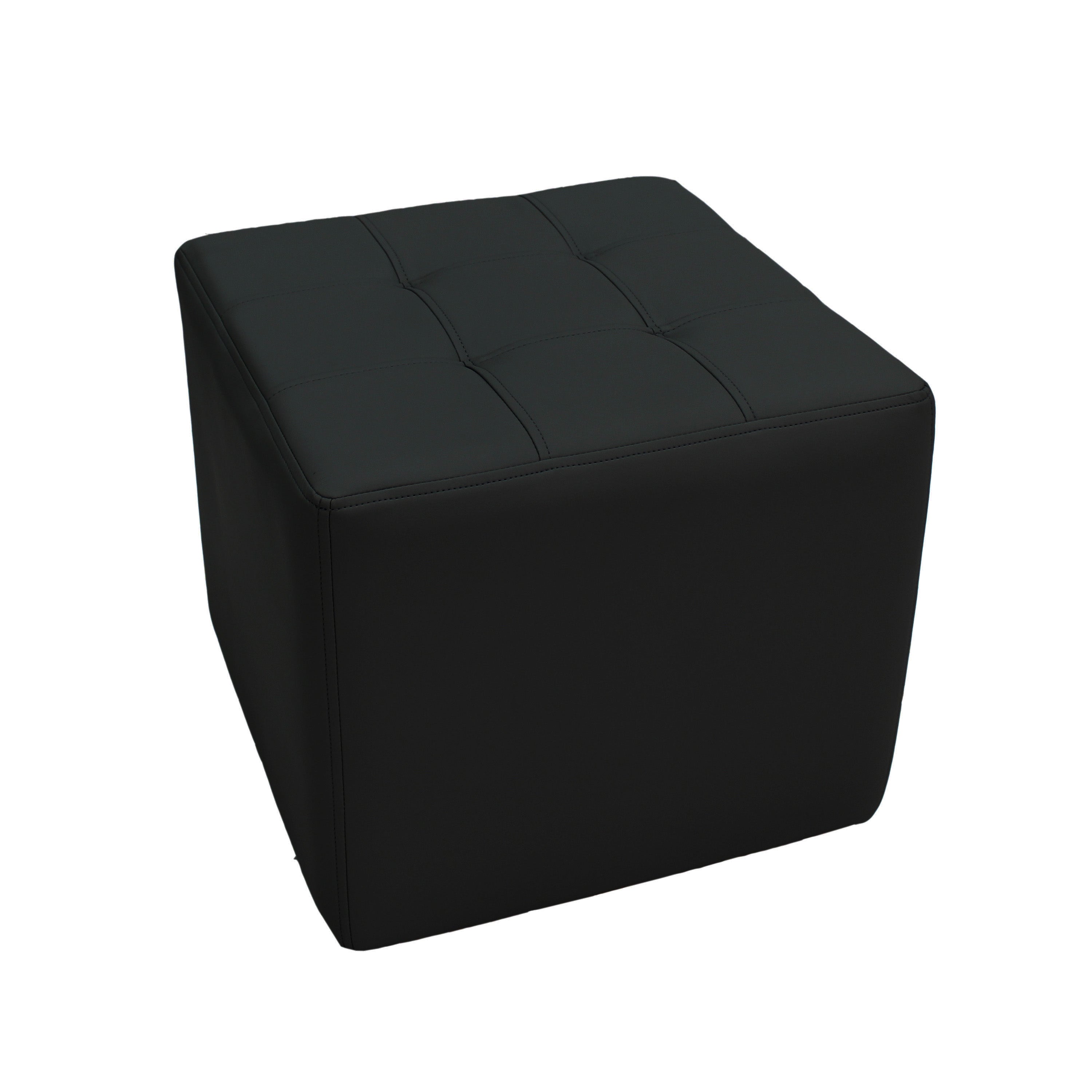 Tufted Square Ottoman 16" Height - Black