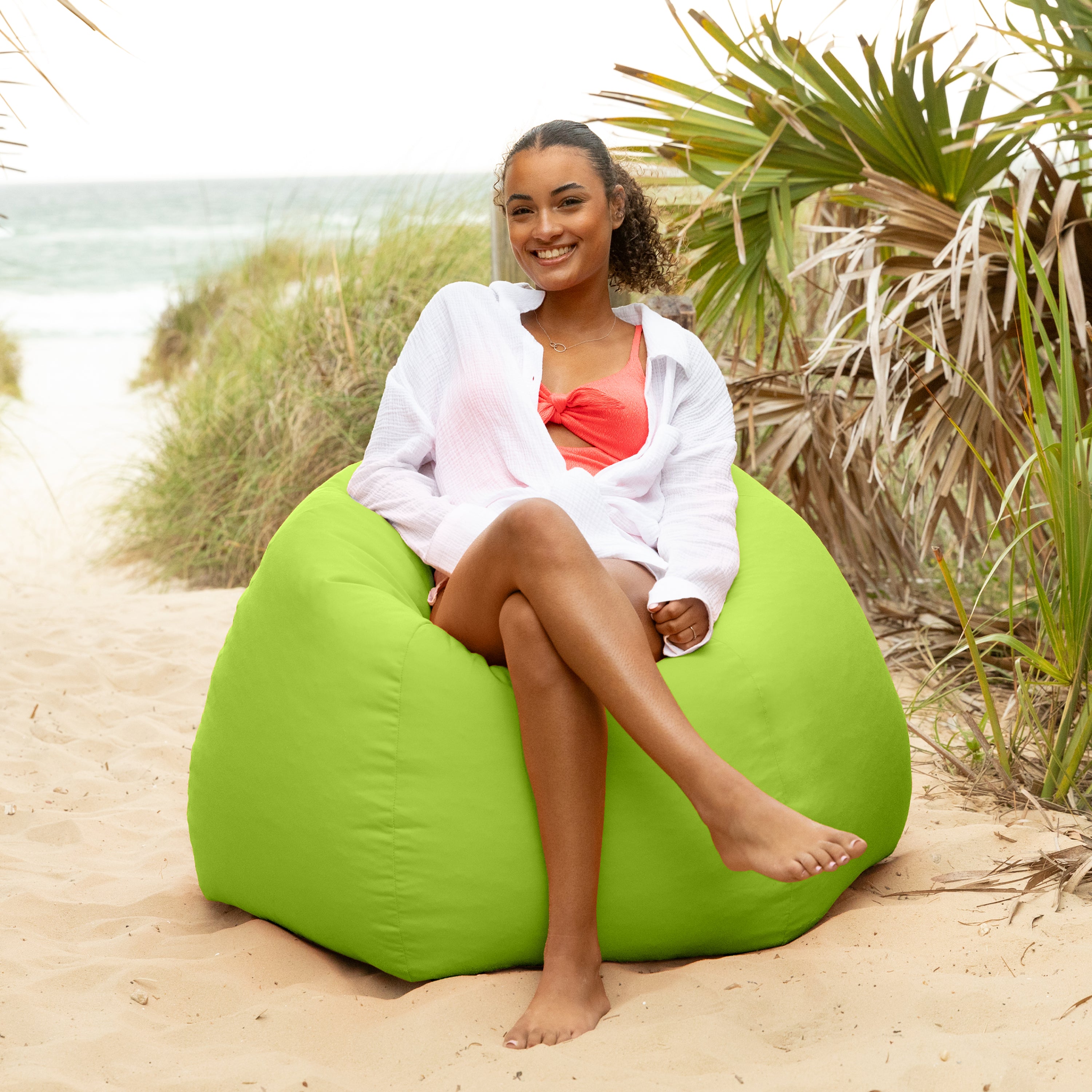 Jaxx Kiss Bean Bag Chair | Casual Poolside & Patio Seating | Sunbrella, Lime