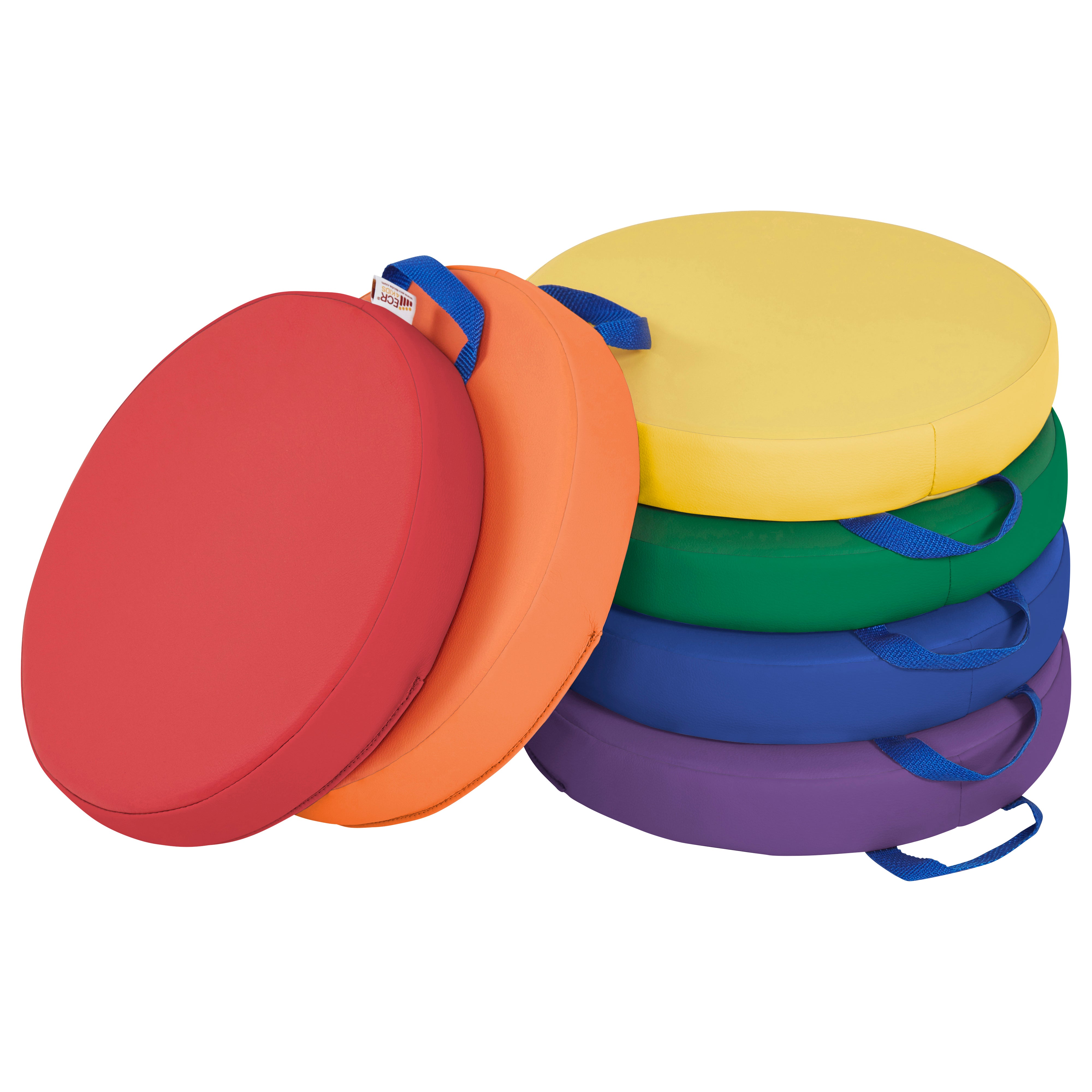 SoftZone Round Floor Cushion with Handle 6-Piece - Assorted