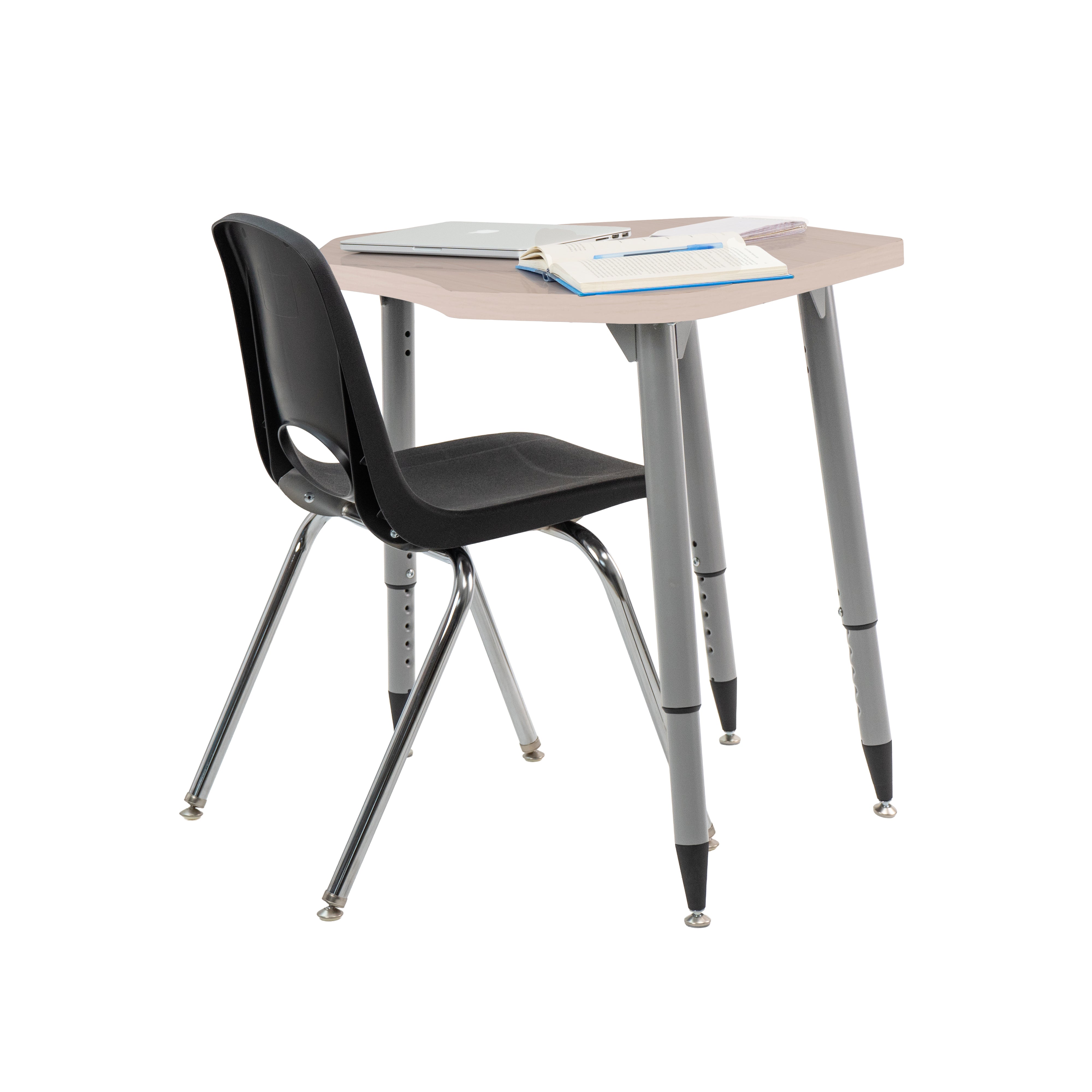 Adapte 24" x 36" Petal Woodgrain Activity Table with Adjustable Tapered Legs - Asian Sand/Silver