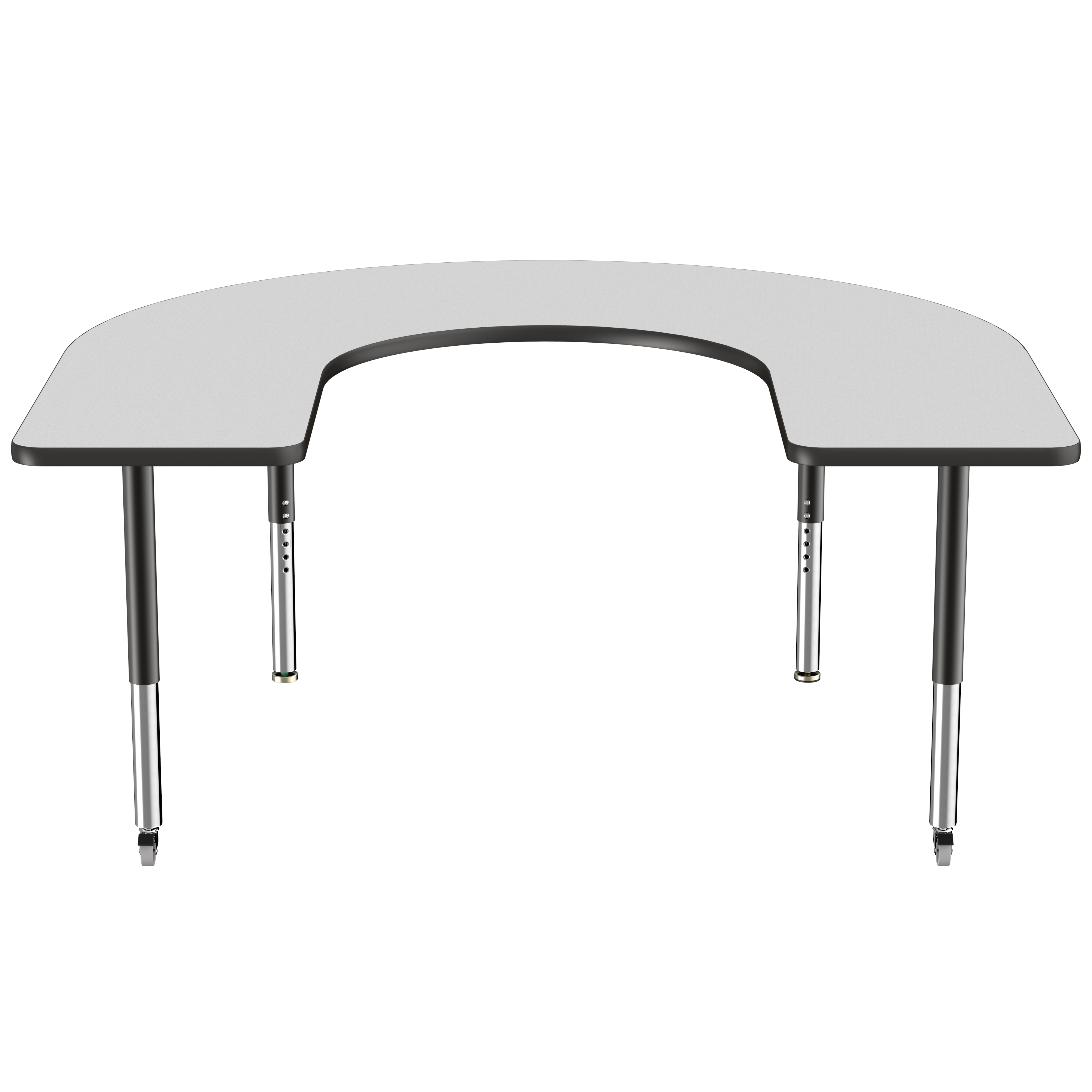 60" x 66" Horseshoe T-Molding Activity Table with Adjustable Super Legs - Gray/Black