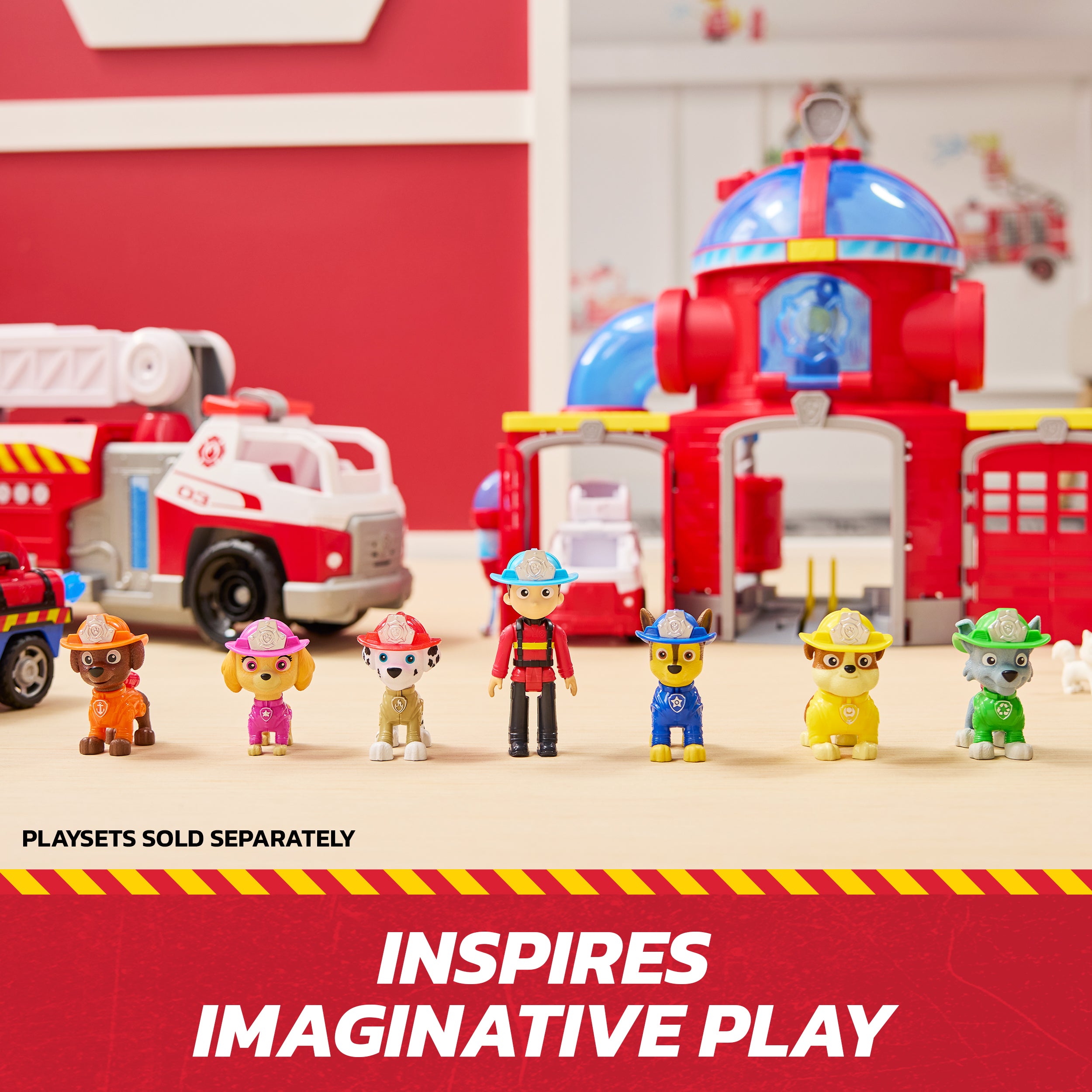 PAW Patrol Fire Rescue Team Pack with 7 Collectible Action Figures, Including Ryder & 6 PAW Patrol Pups, Kids Toys for Boys & Girls Ages 3 and Up