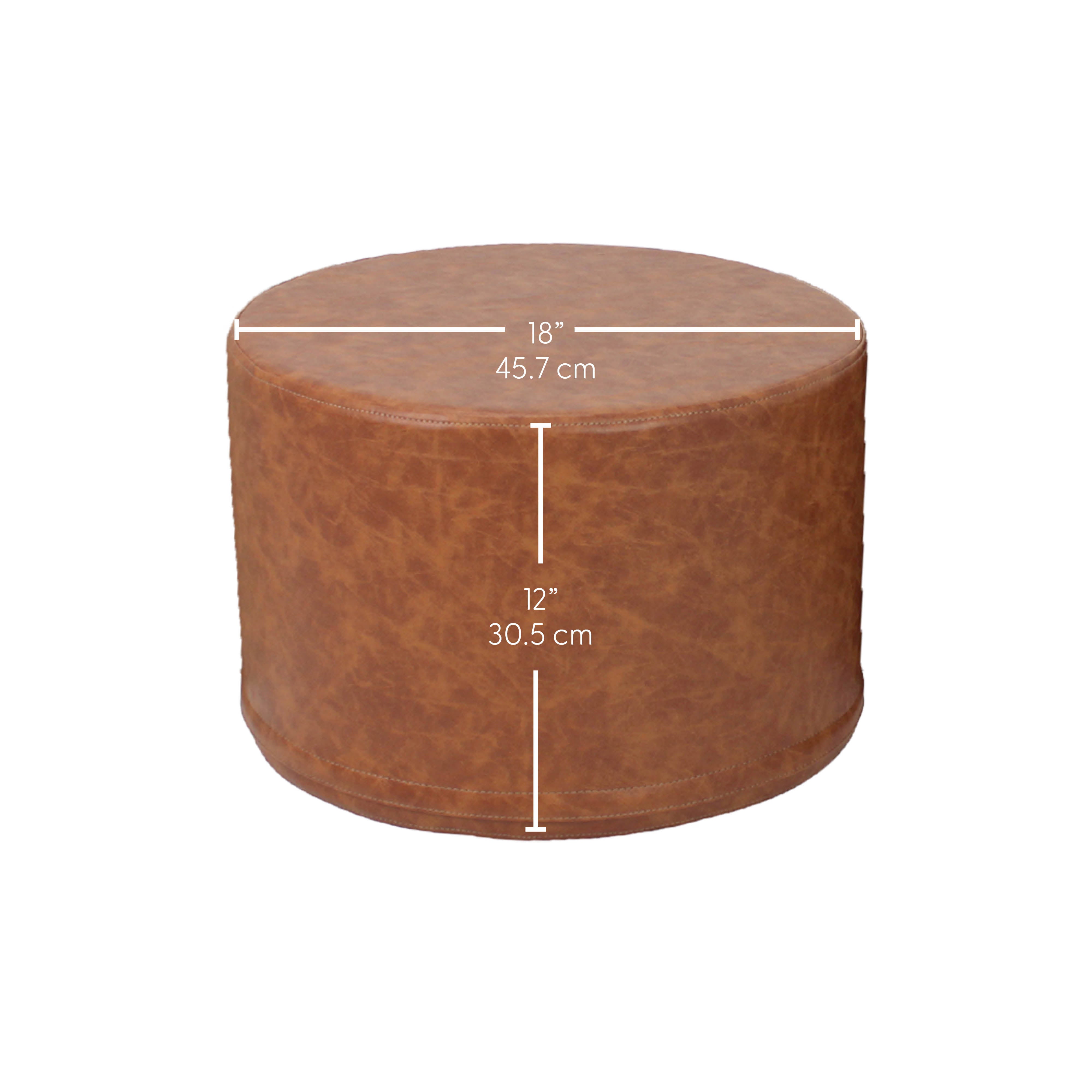 Rustic 18" Round Ottoman 12" Height, 4-Piece - Distressed Assorted