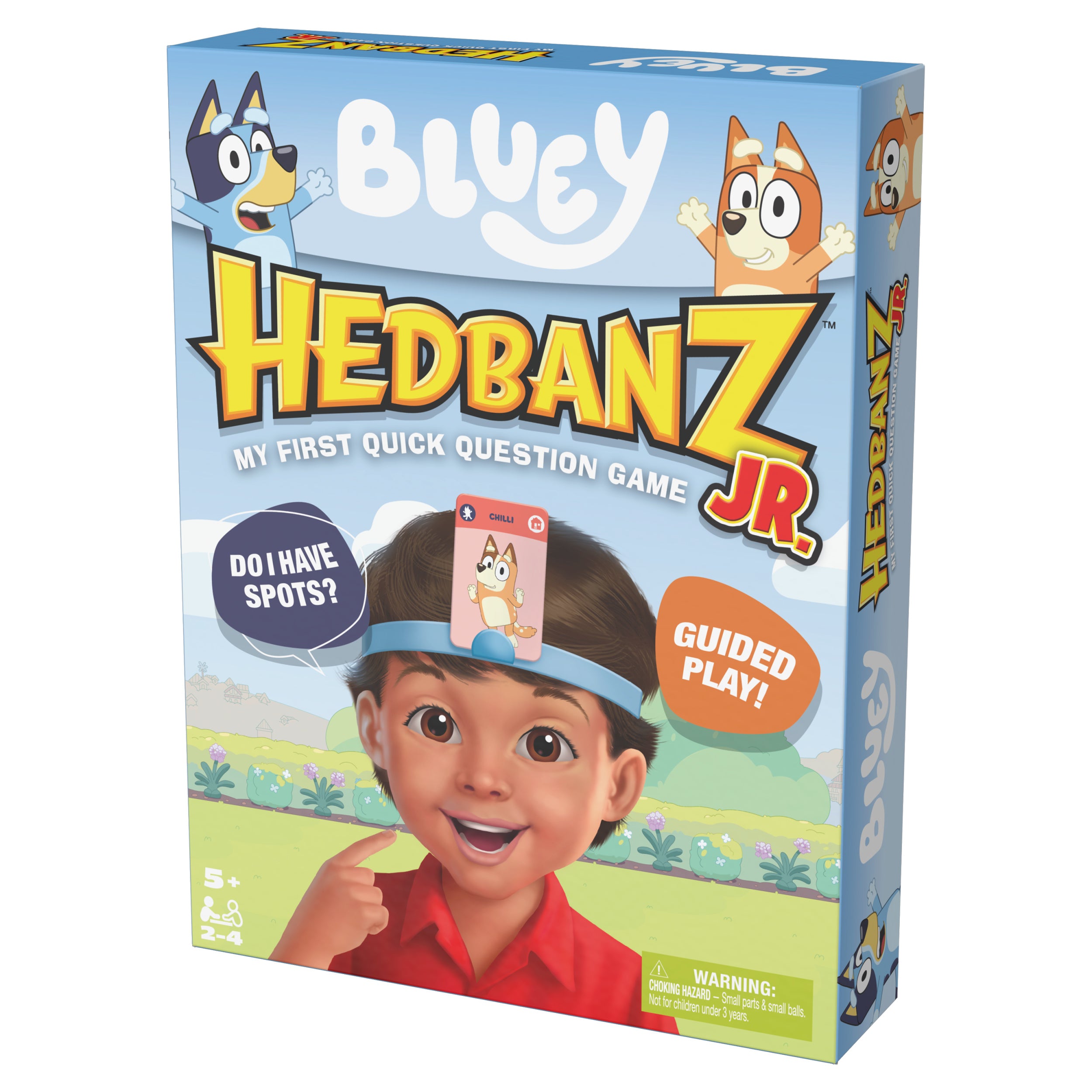 Spin Master Games, Bluey Hedbanz Jr., Picture Guessing Card Game, Includes Illustrations from Bluey, Quick Questions & Fast Fun, Easy to Play for Family & Kids, 2-4 Players, for Ages 5 & Up