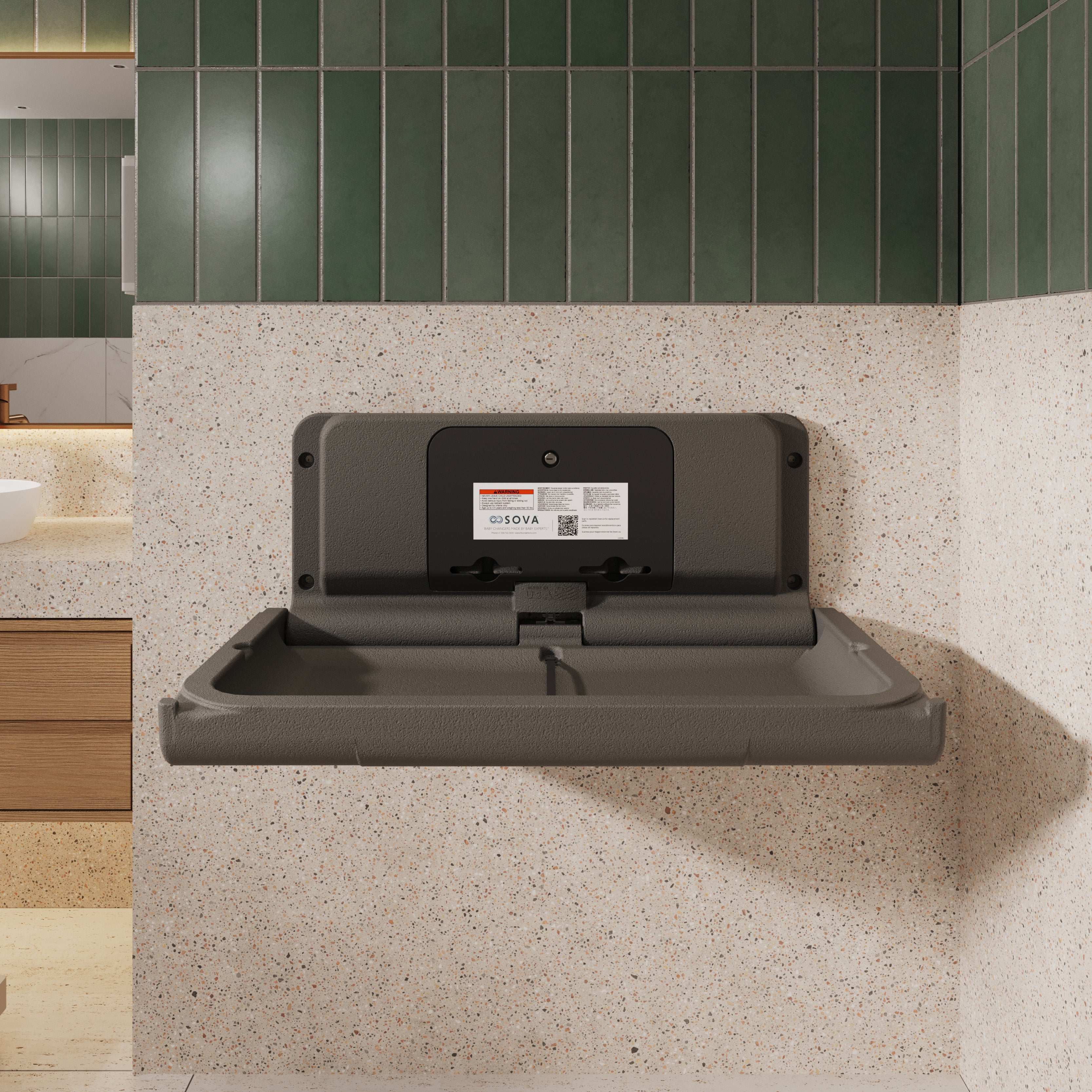 Span Horizontal Baby Changing Station w/ EZ Mount™ Backer Plate - Dark Gray