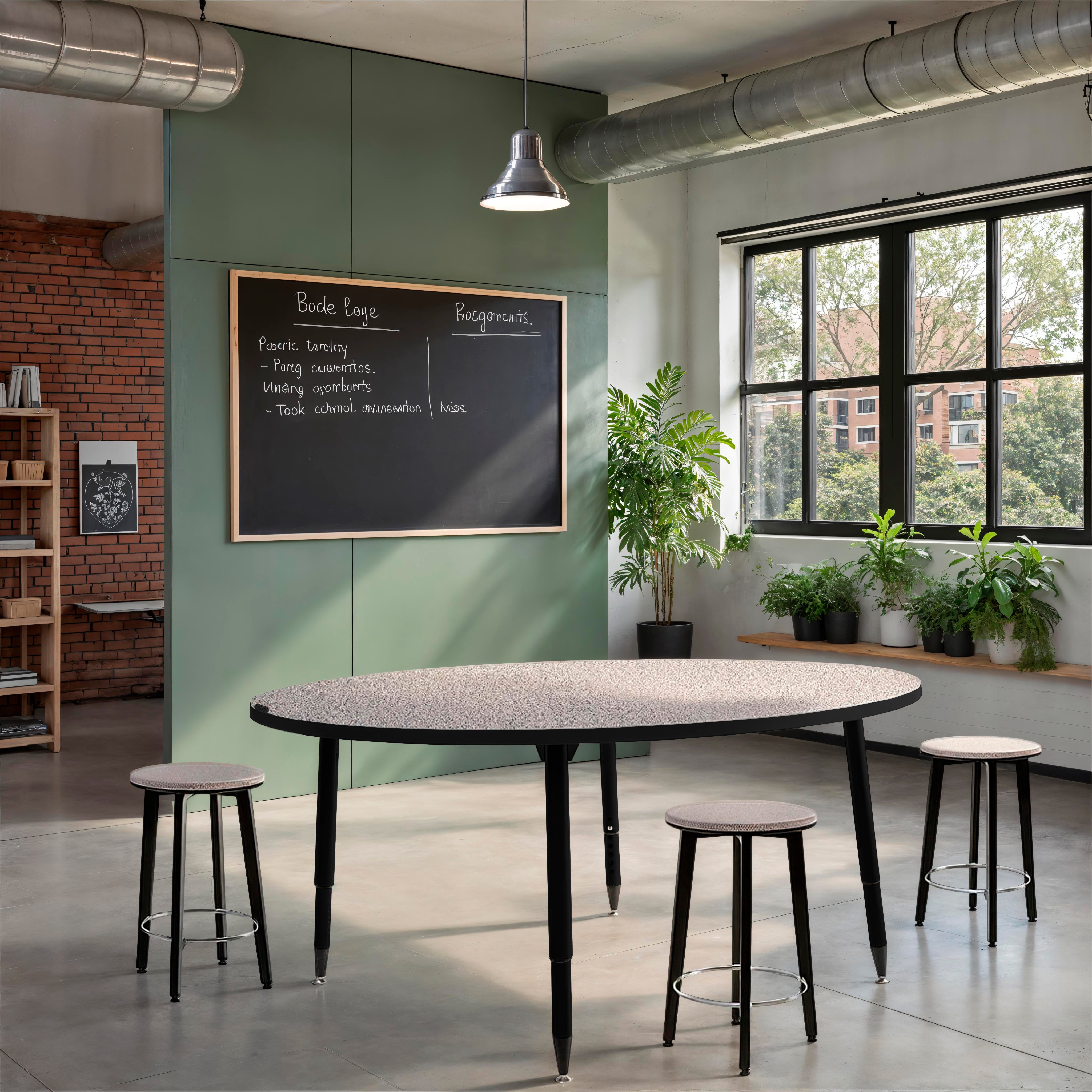 Adapte 31" x 50" Rounded Rectangle Thermofused Activity Table with Adjustable Tapered Legs - Gray/Black