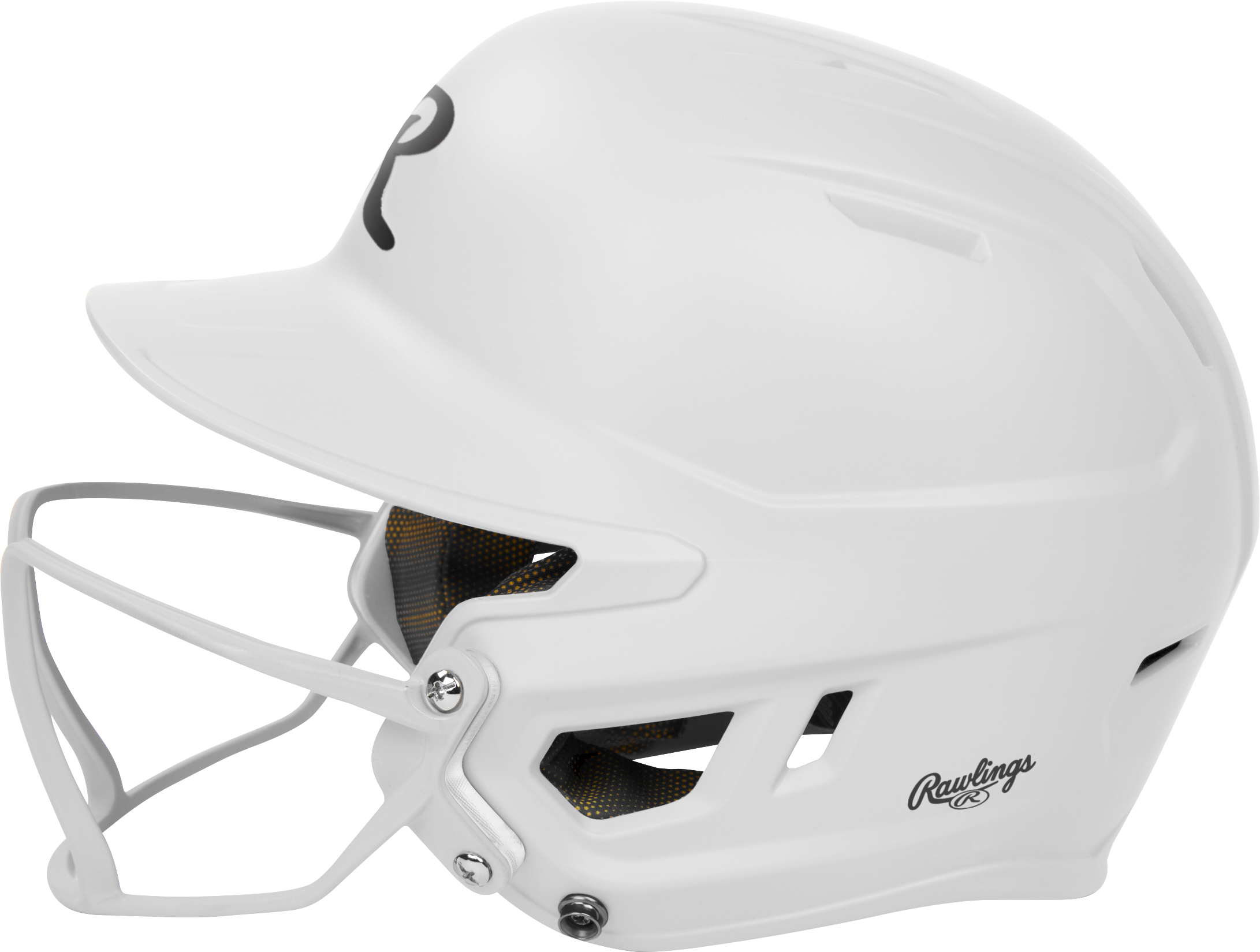 Rawlings Mach Hi-Viz Senior Matte Batting Helmet With Hi-Viz Face Guard - White