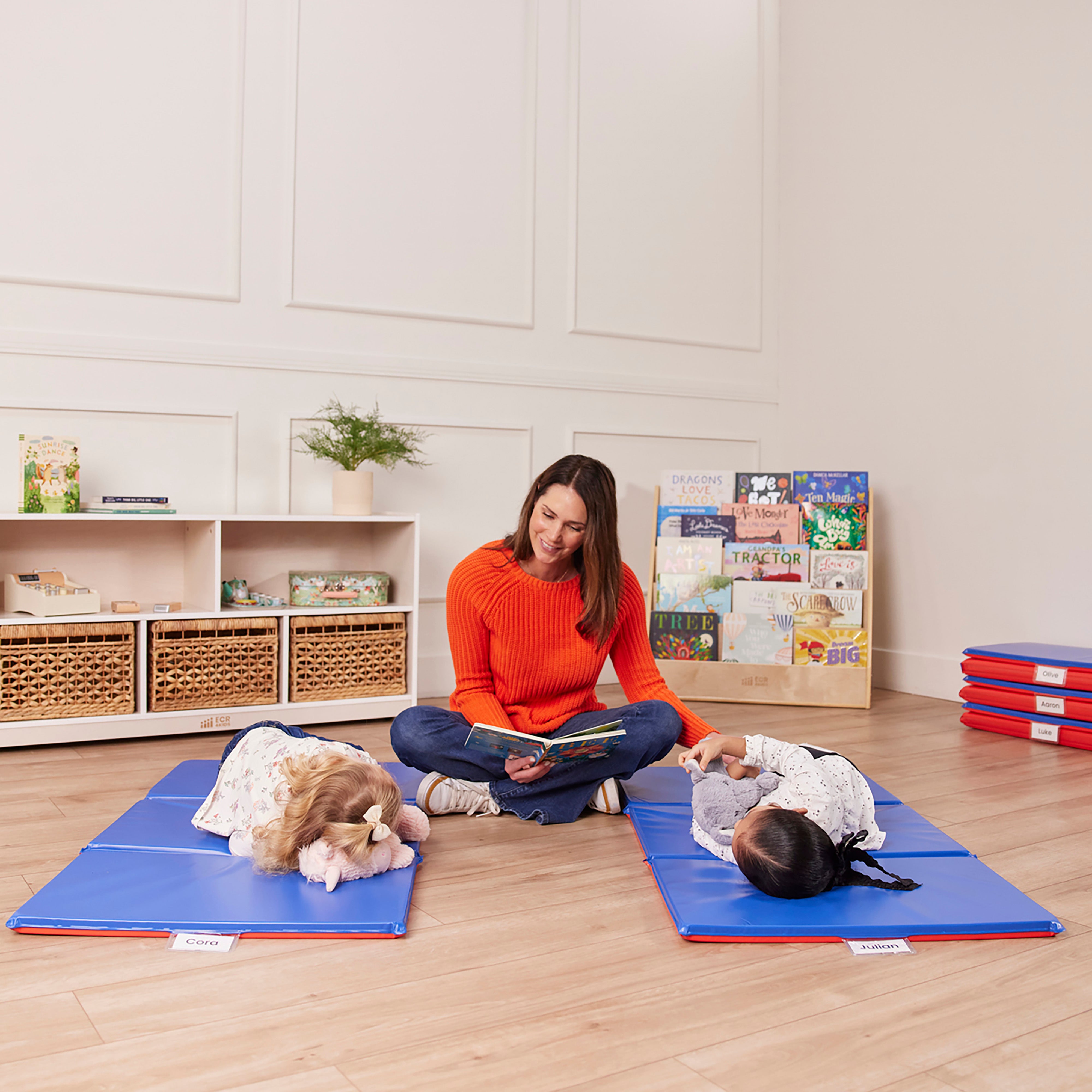 Premium Folding Rest Mat 3-Section 1in 5-Pack - Blue/Red