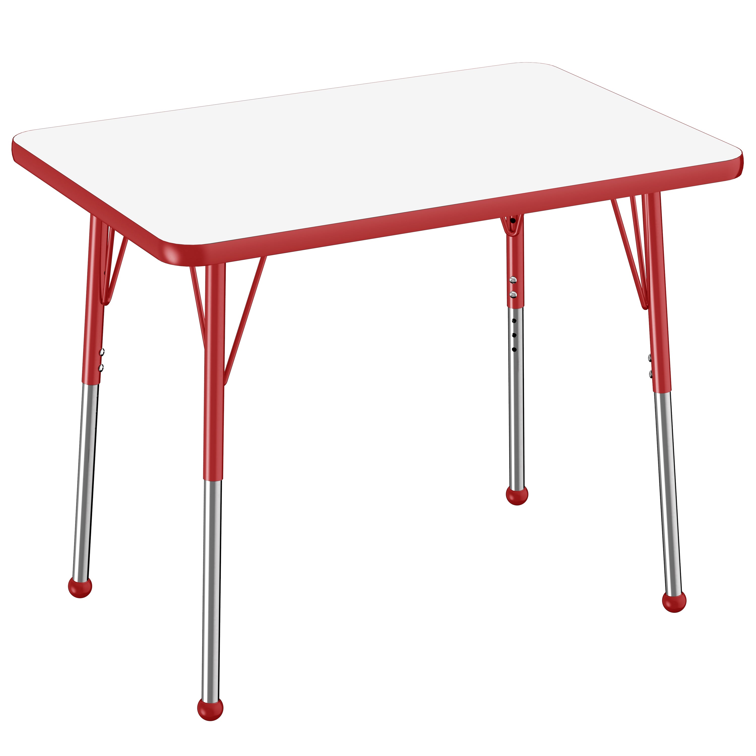 24" x 36" Rectangle Dry-Erase Activity Table with Adjustable Standard Ball Glide Legs - Whiteboard/Red